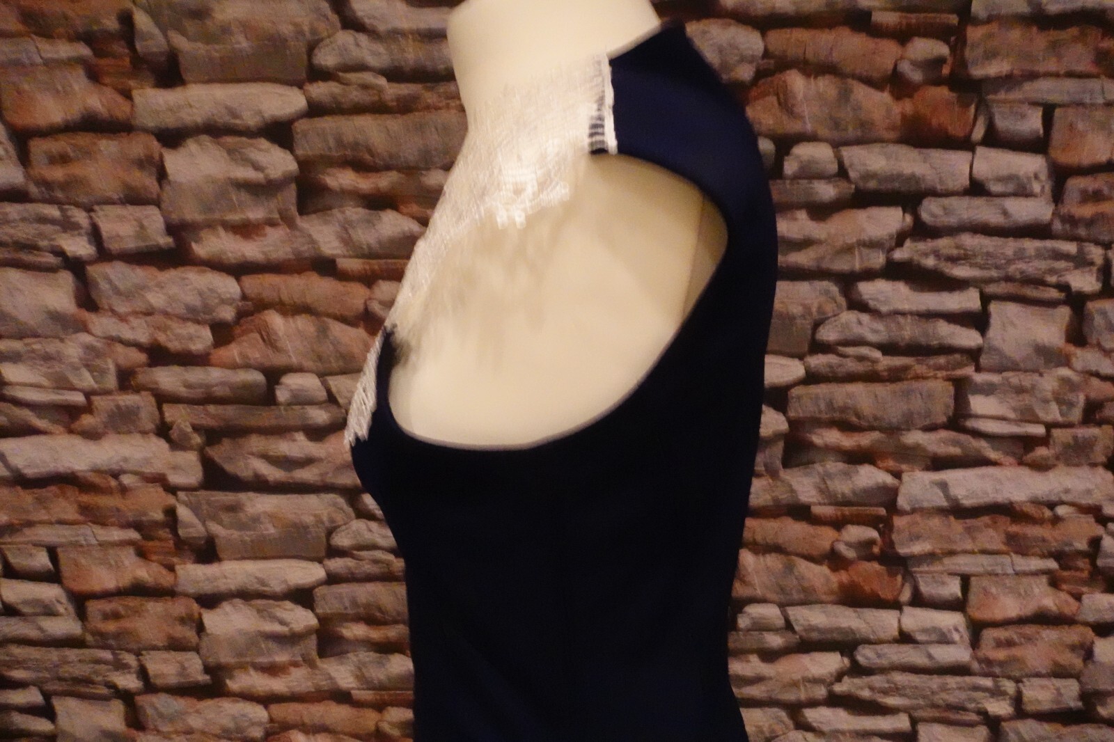  Quiz Stunning Ladies Lace Top Navy Party Dress Size 14 Immaculate Condition