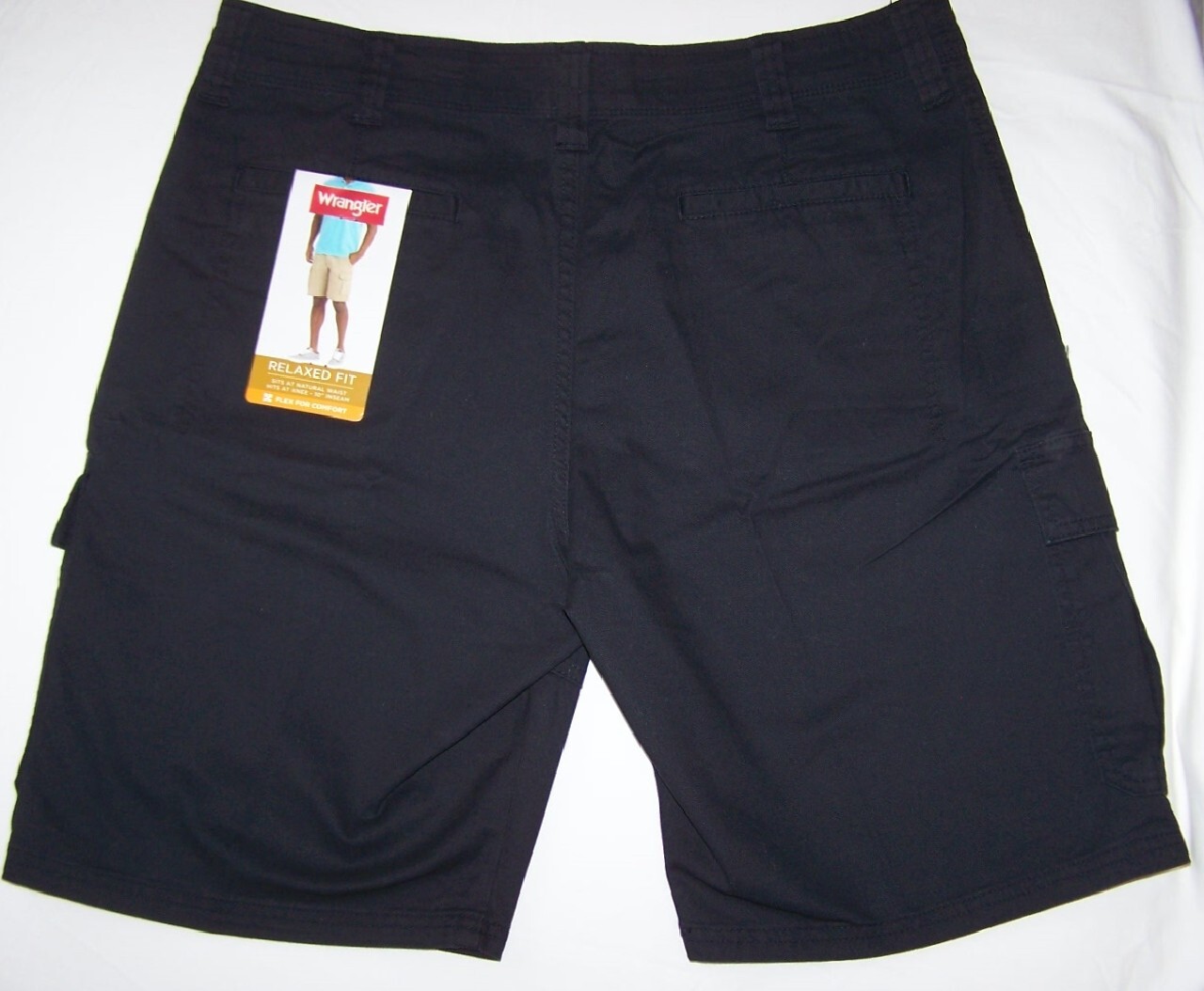 Men’s Wrangler Black Cargo Shorts w/ Stretch Relaxed Fit Tech Pocket ALL SIZES