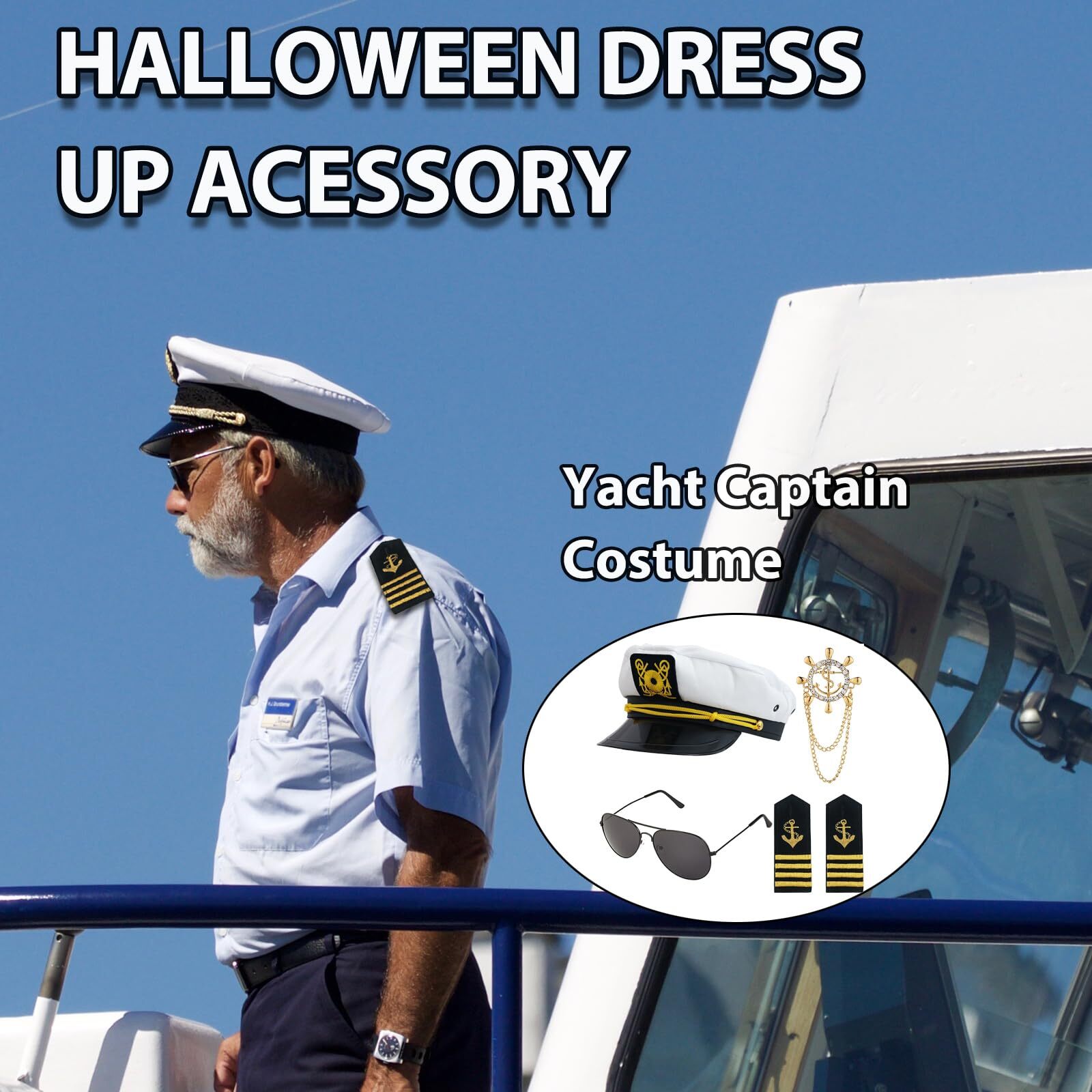 Yacht Captain Hat Accessories Captain Costume for Men Yacht Rock Party Attire…