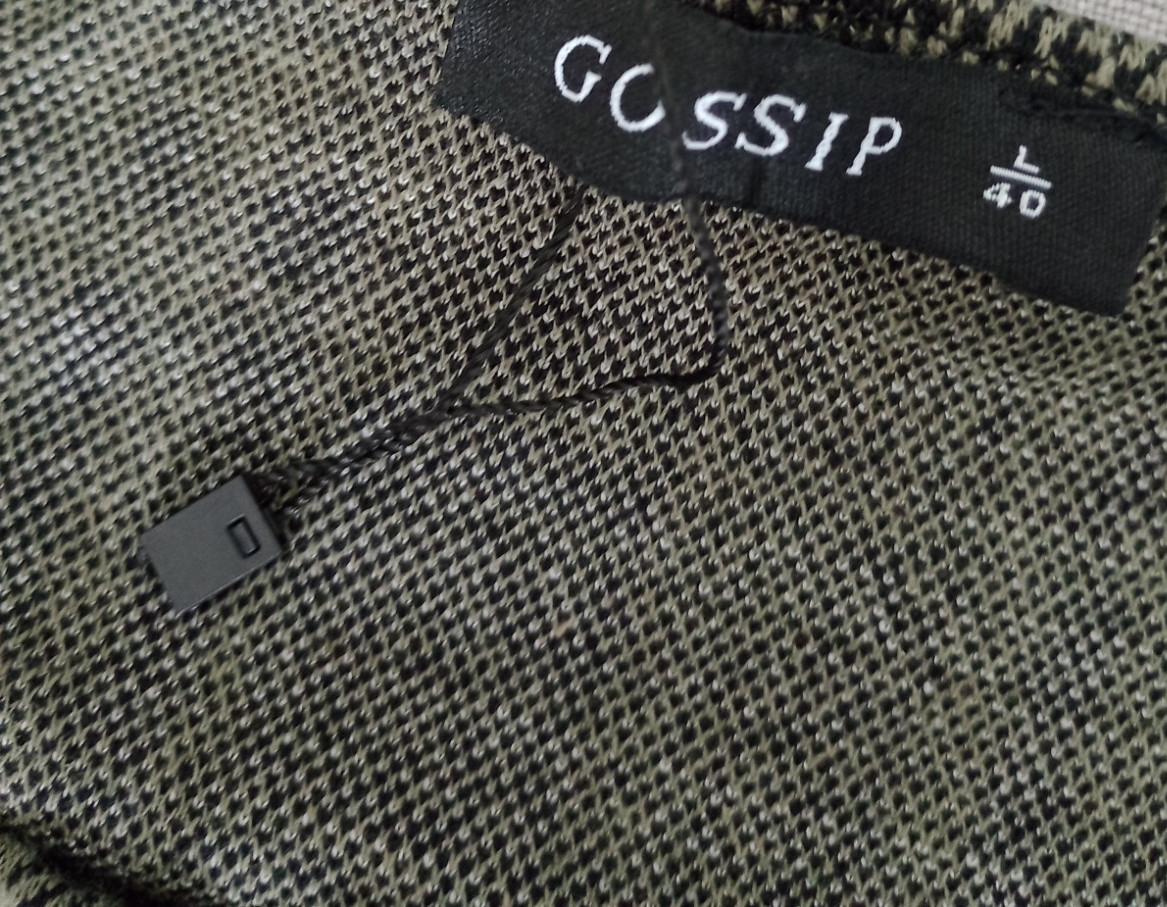 Gossip, Black & Khaki Green Square-neck Tartan Woven Fabric Dress Size: 10/12