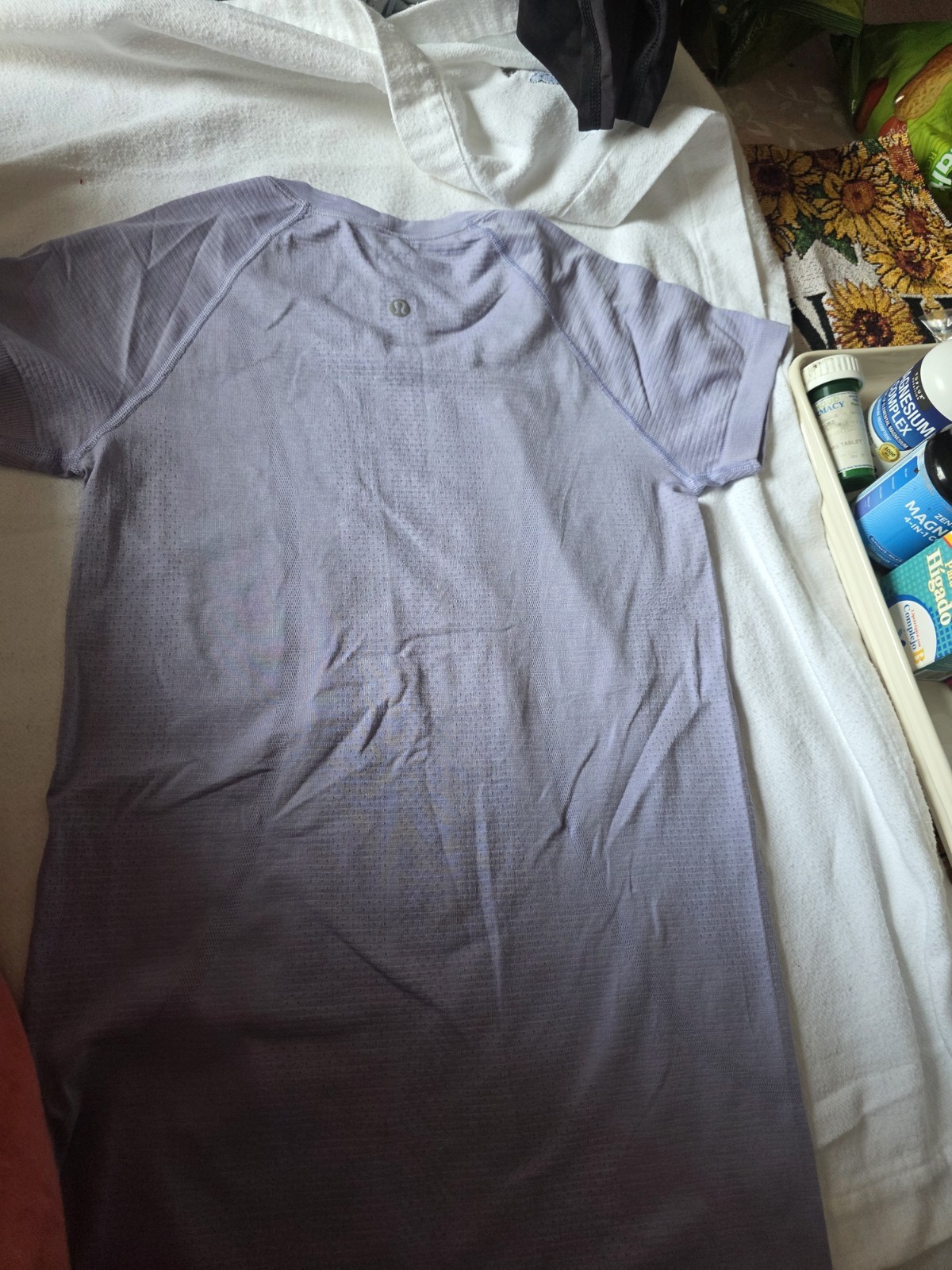Lululemon Purple Solid Raglan Short Sleeve Crew Neck Tee Breathable Stretch