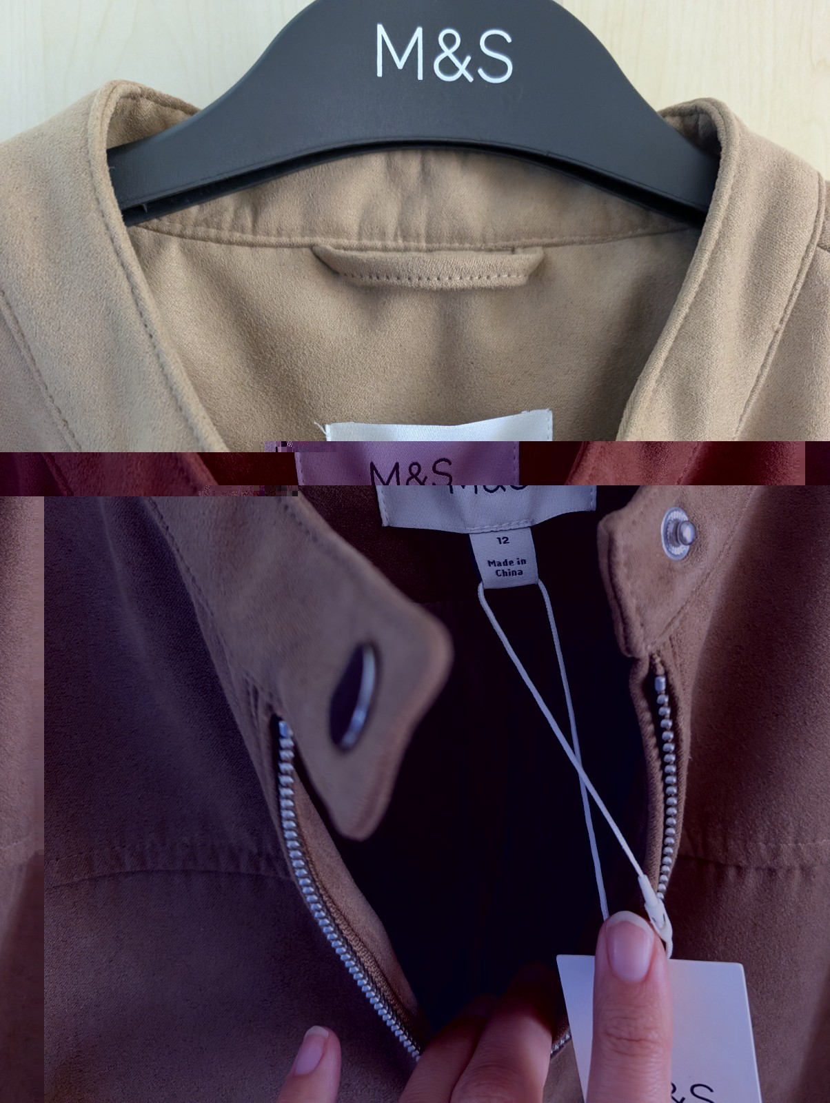 Marks and Spencer Womens Suede Cropped Bomber Jacket Summer Jacket Size 12 BNWT