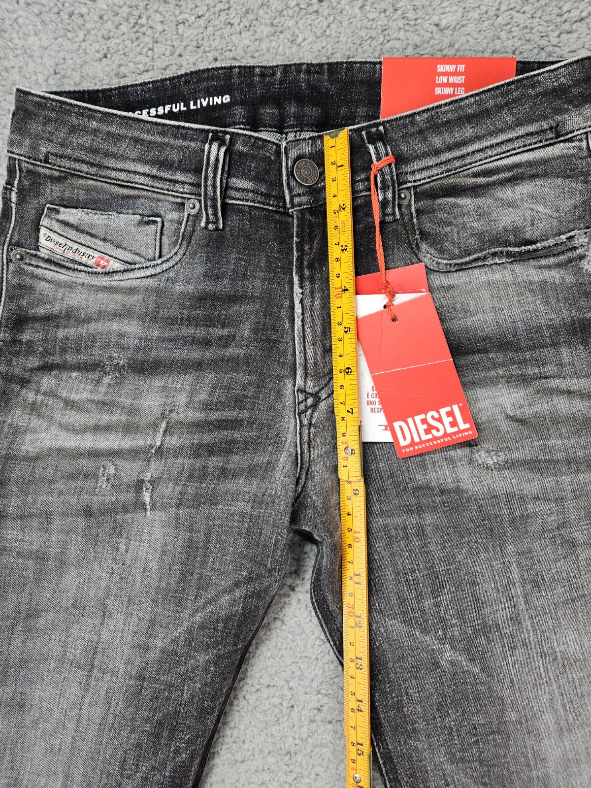 Diesel 1979 Sleenker Skinny Jeans Men’s 28×32 Charcoal Gray Distressed Italy NWT
