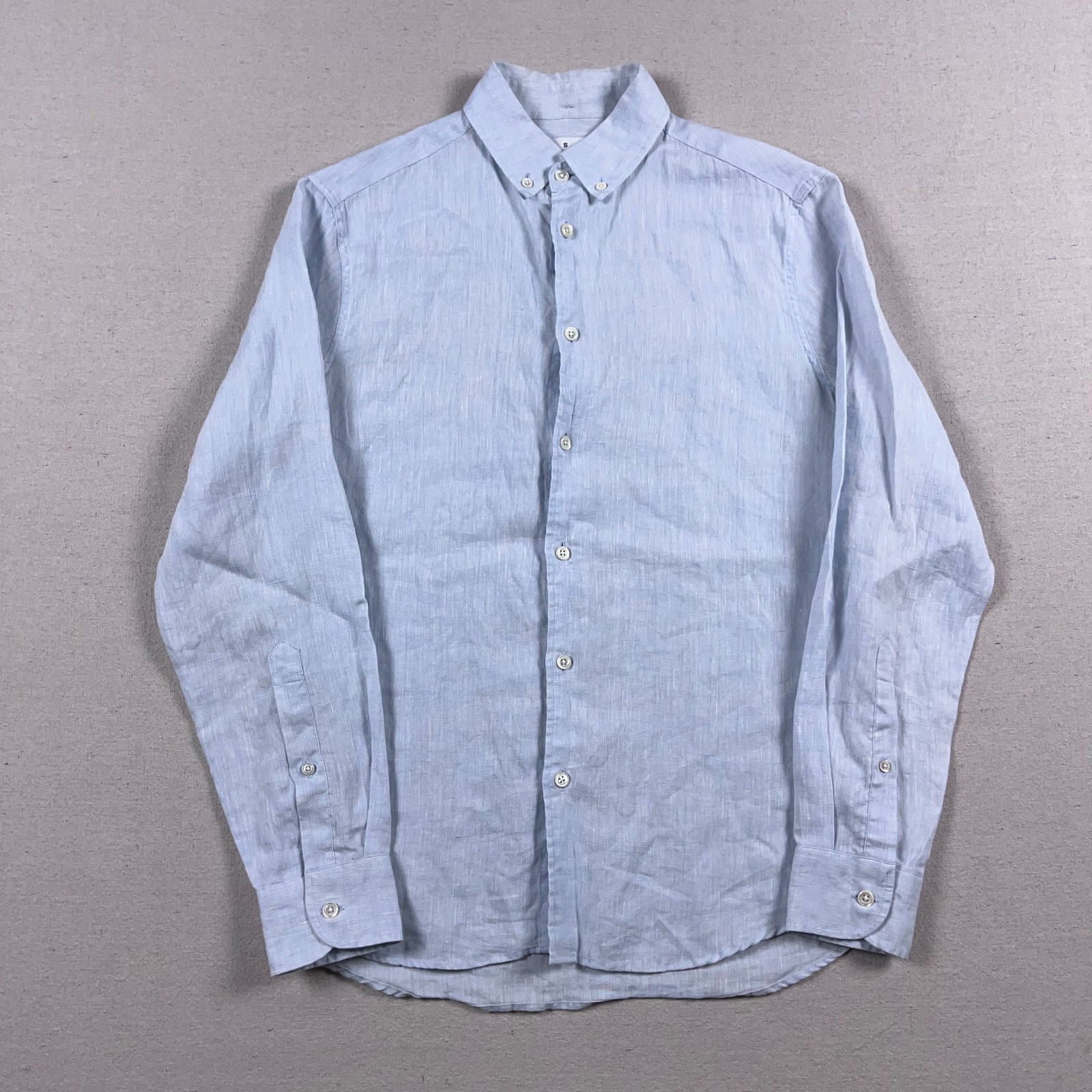 ASKET Shirt Mens XS Blue Linen Button Up LIghtweight Breathable Career Casual