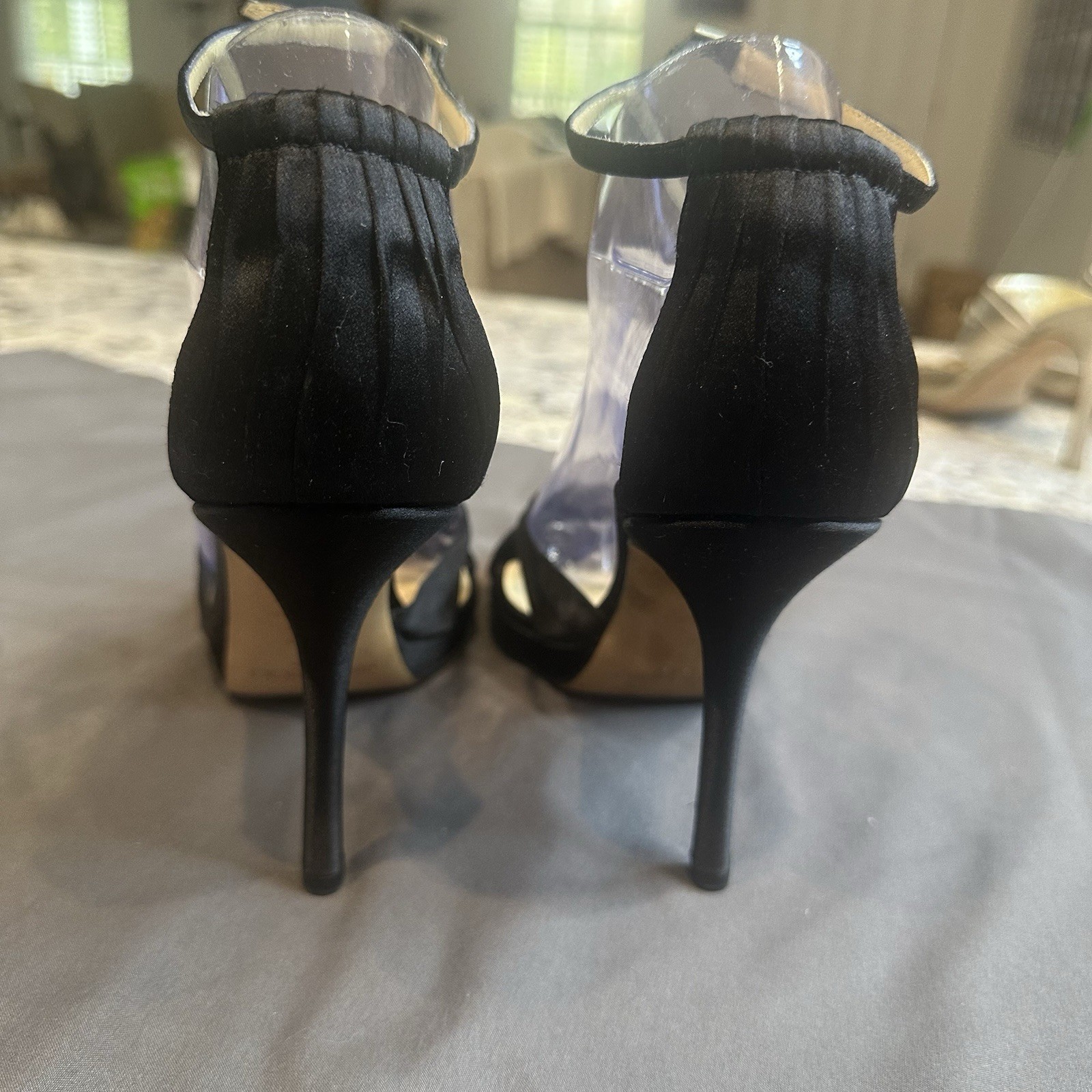 Jimmy Choo Black Satin Macy Ankle strap Sandals Shoes Size 39 US 8.5-9 New Other