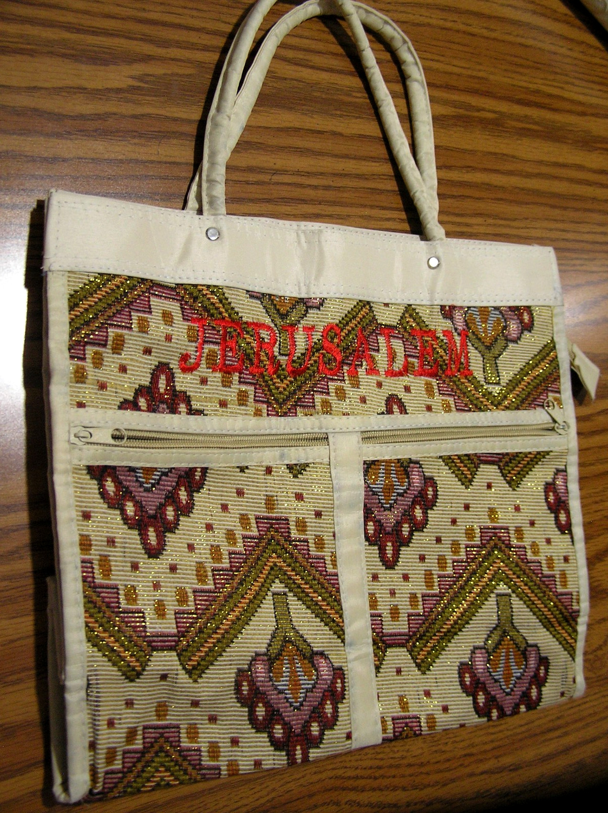 Embroidered “Jerusalem” Tapestry Tote Featuring Geometric Anatolian Patterns