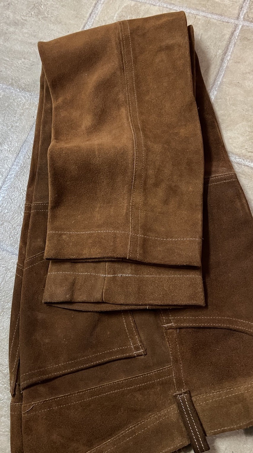 Vintage Jo-O-Kay Brown Suede Leather Western Pants Mens 31×30 Corral 70s Boho