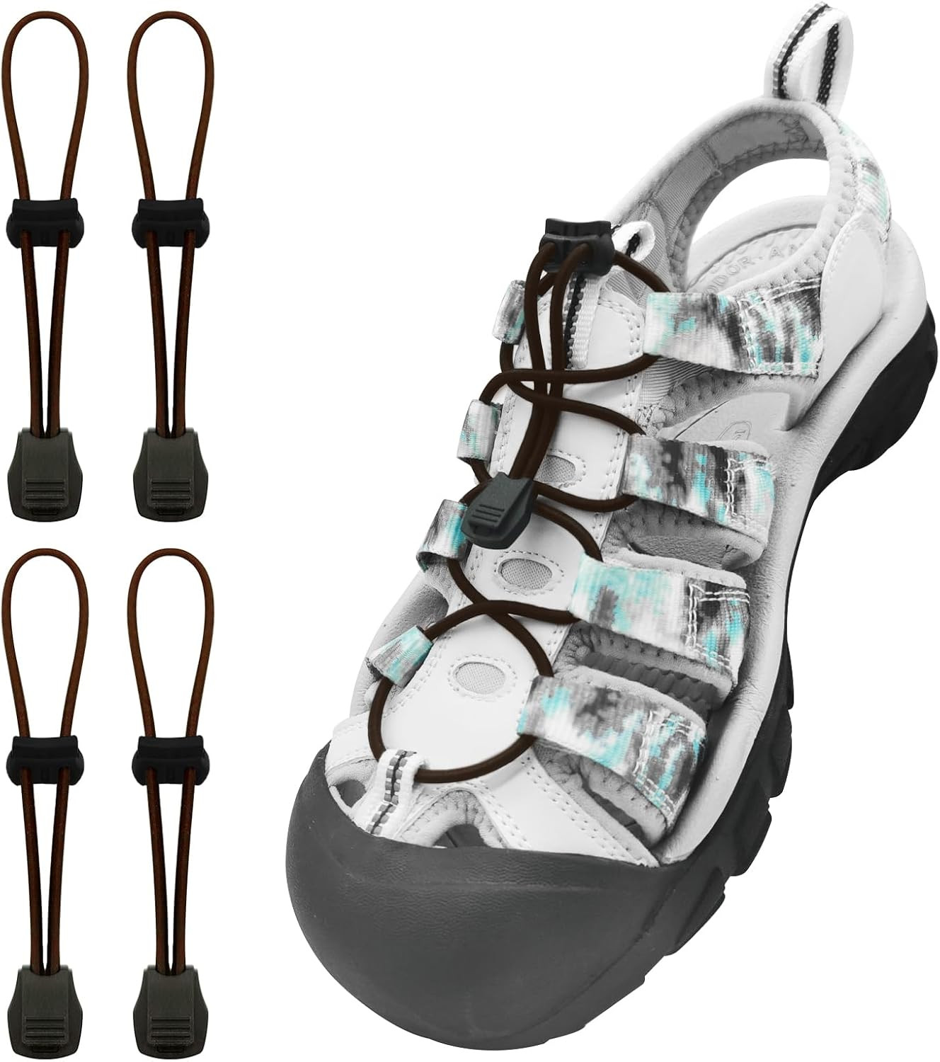 2 Pairs Elastic No Tie Shoe Laces Replacement Laces for Keen Sandal, Round No Ti
