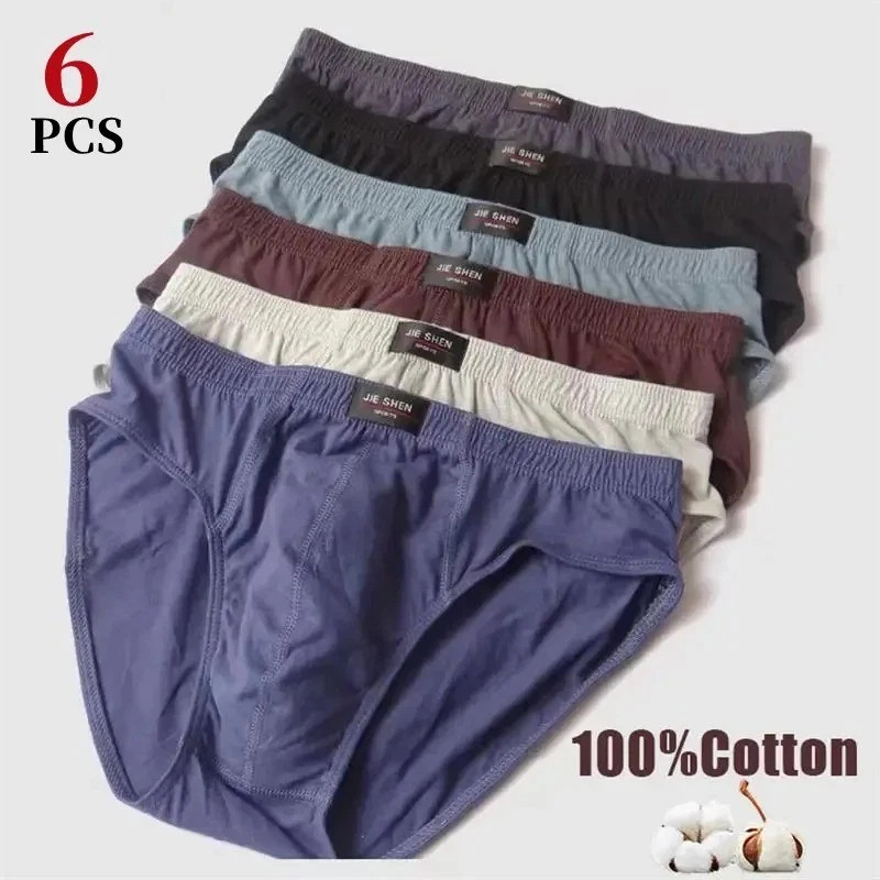 100% Cotton Men’s Briefs Breathable Middle Waist Underwear Solid Color 4PK M-5XL