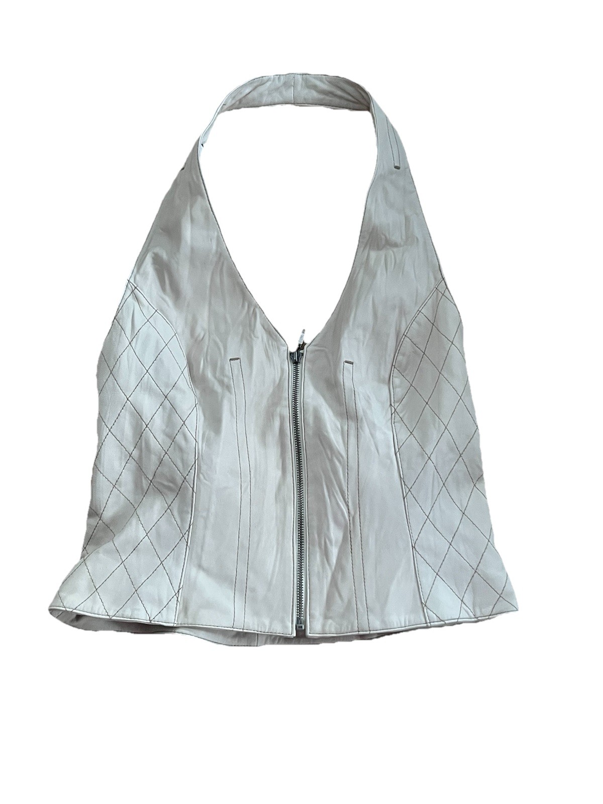 C’Arla Du Nord Genuine Leather Halter Top Size 42 in Chalk (UK 12)