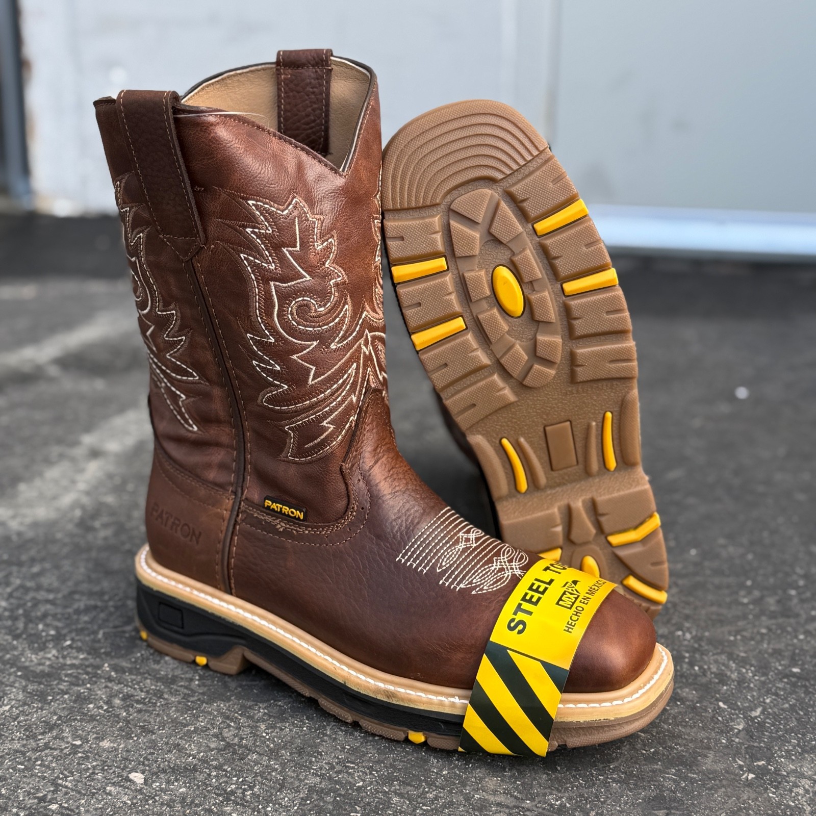 MENS WORK BOOTS DURABLE SOLES FULL GRAIN LEATHER STEEL TOE BULL FIGHT OCRE BOTA