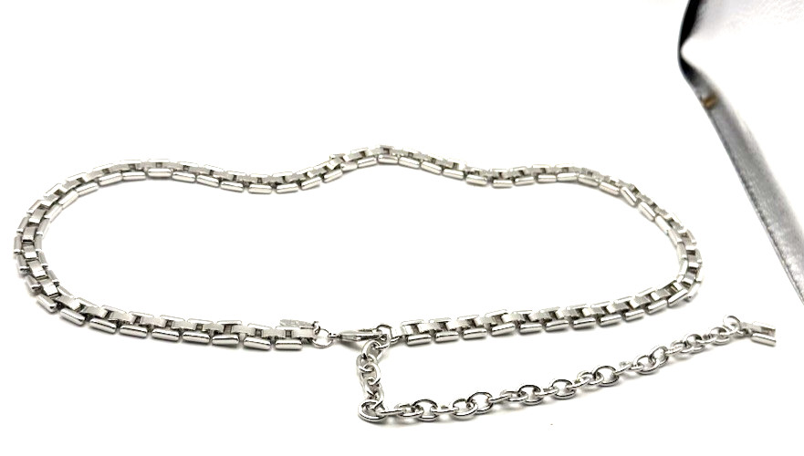 NY Adj. 27″- 37″ Thin 1/3″ Silver Tone Link Chain Belt Size S/M