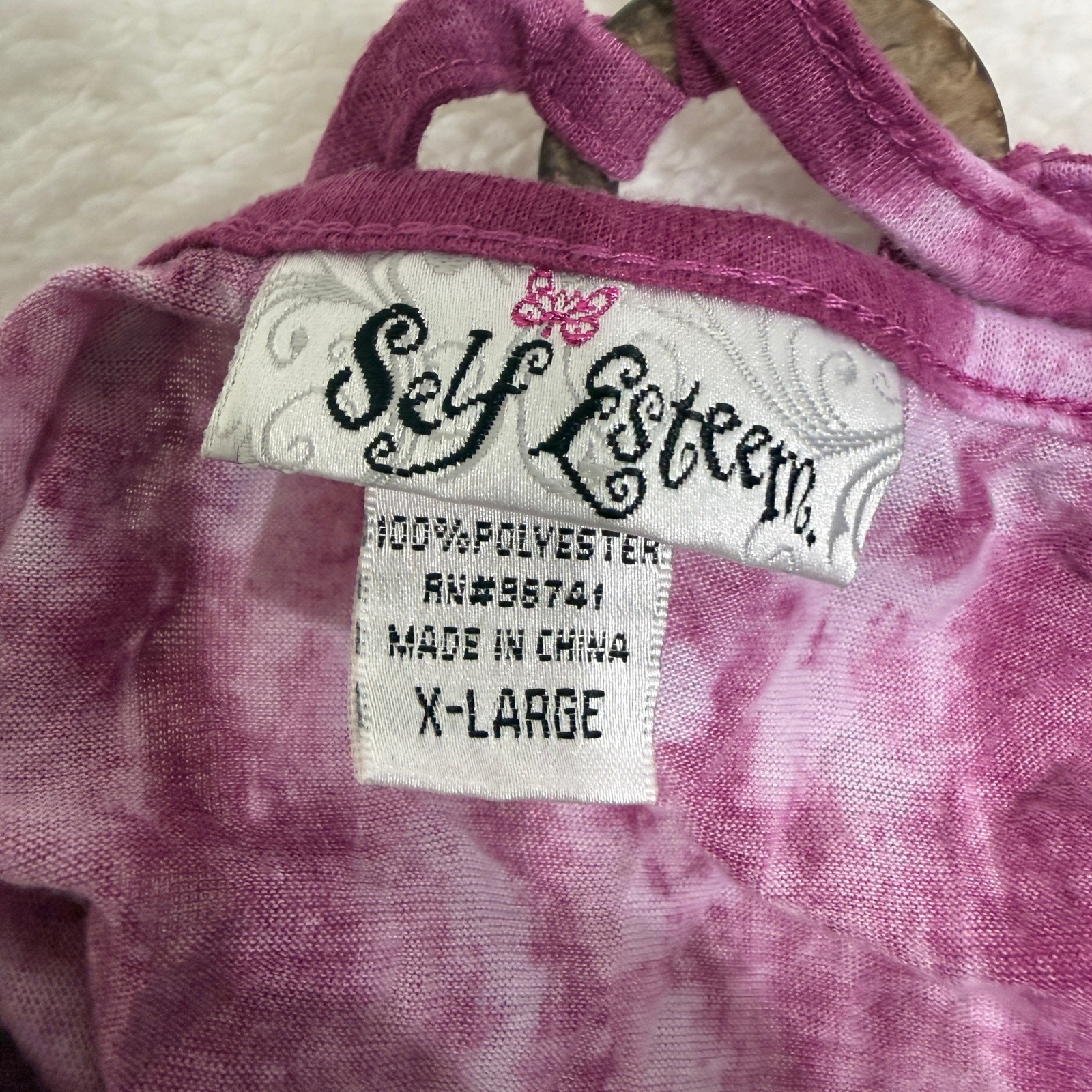 Y2K Self Esteem Tie Dye Babydoll Cami Top Womens XL Purple Boho Fairy