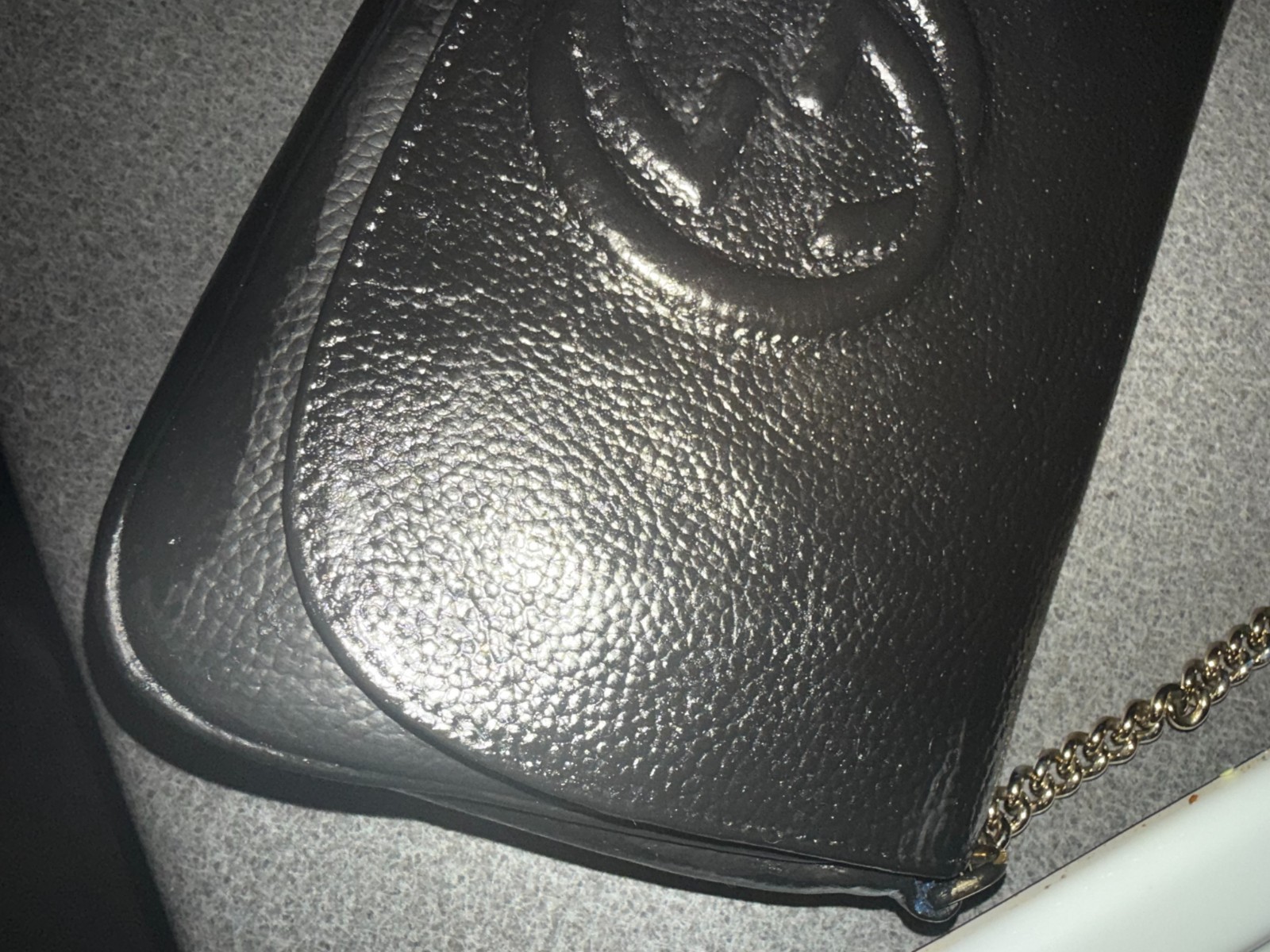 Gucci Soho Flap Long Interlocking G Chain Crossbody Custom Black (Painted)