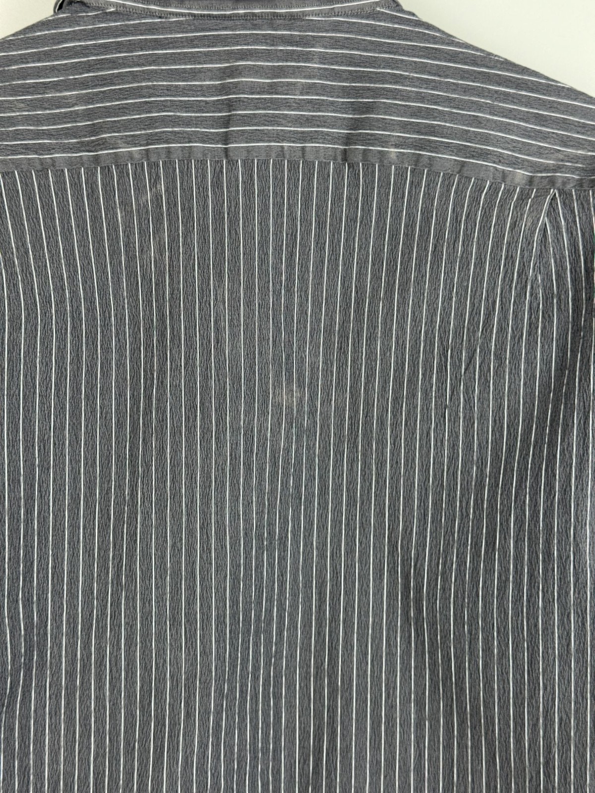 Men’s Giampaolo Gray Cotton Blend Seersucker Long Sleeve Shirt Neck Size 17 in
