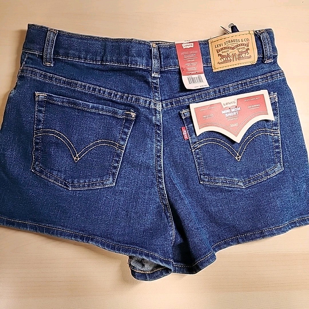 Levi’s Girls High Rise Adjustable Waistband Stretch Mini Mom Shorts Size 16