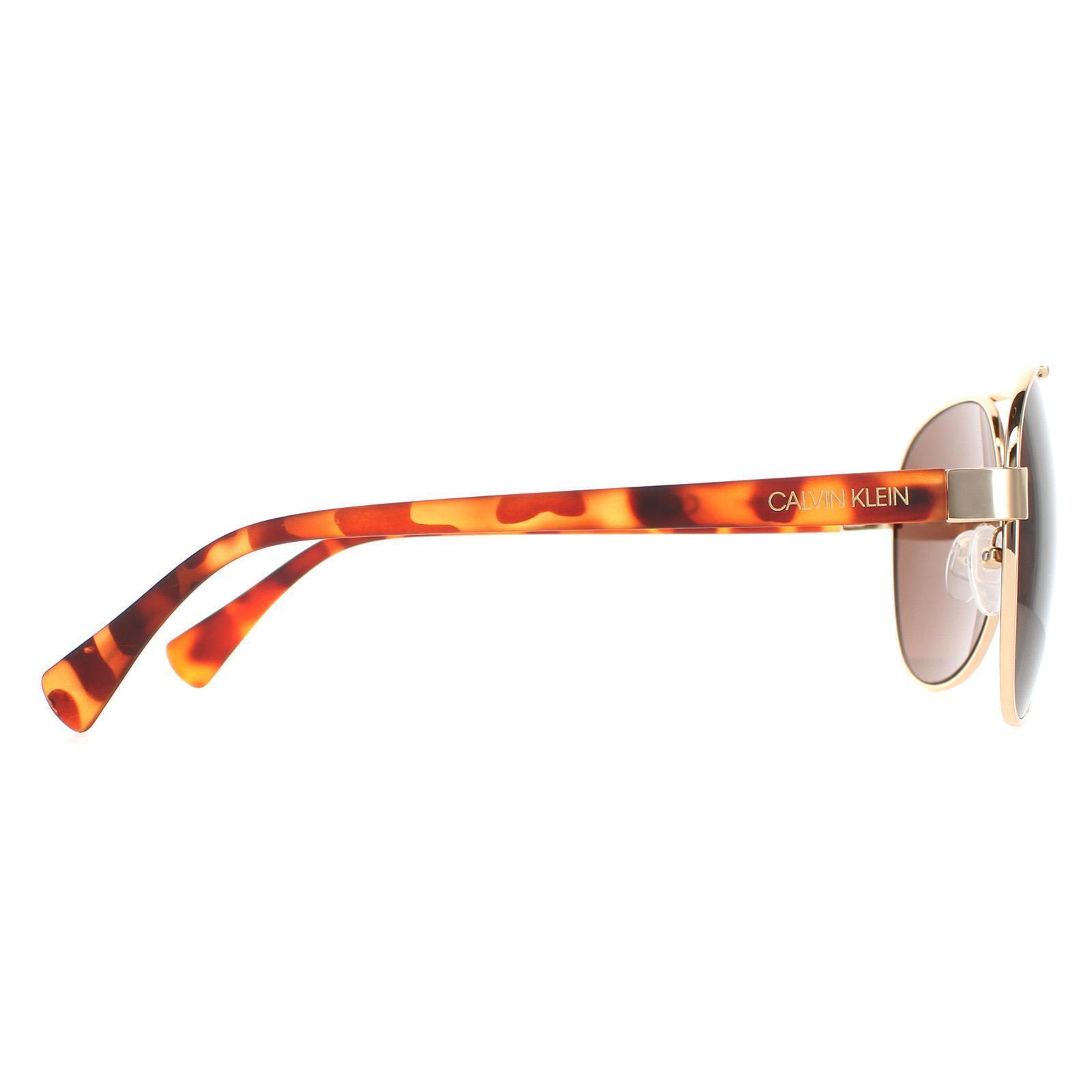 Calvin Klein Aviator Gold-Tone/Brown 60 mm Men’s Sunglasses CK19316S 717 60