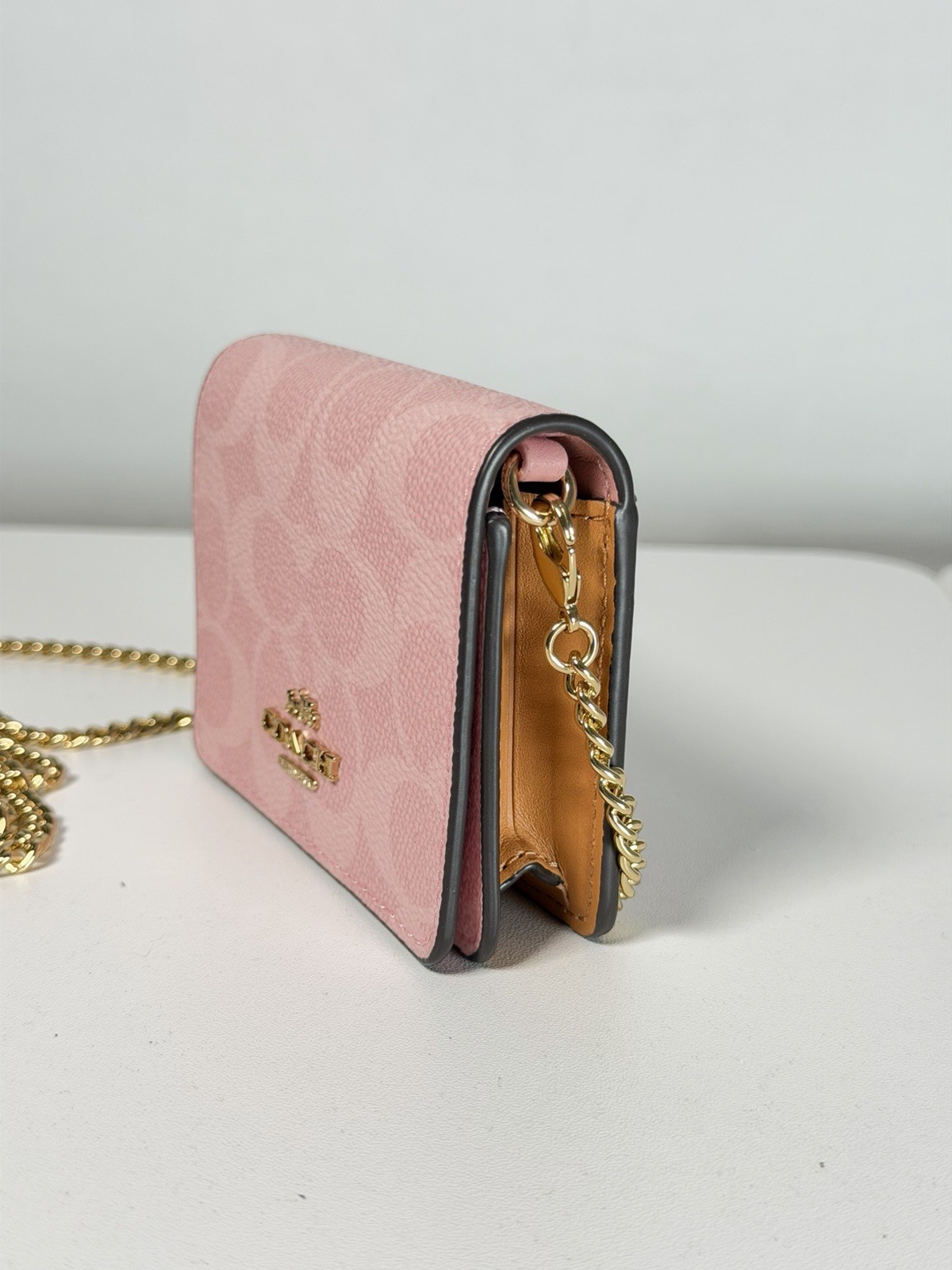 NWT Coach Powder Pink Wallet on a chain