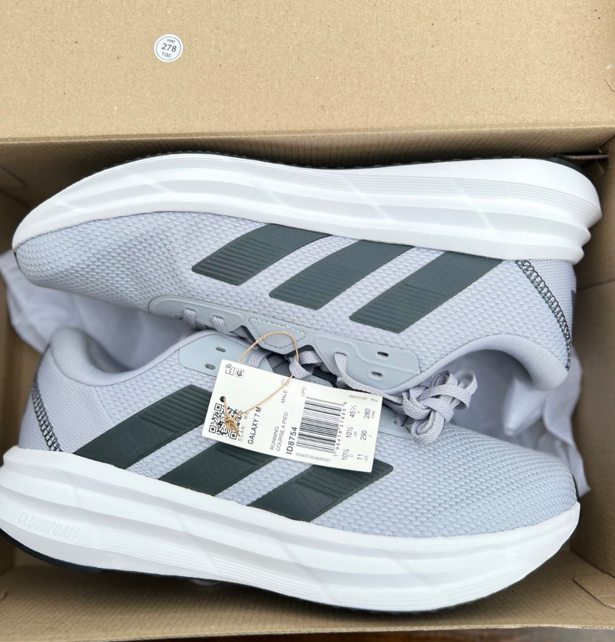 Adidas Galaxy 7 Halo Silver Carbon Men’s Size 11 Running Shoes ID8754