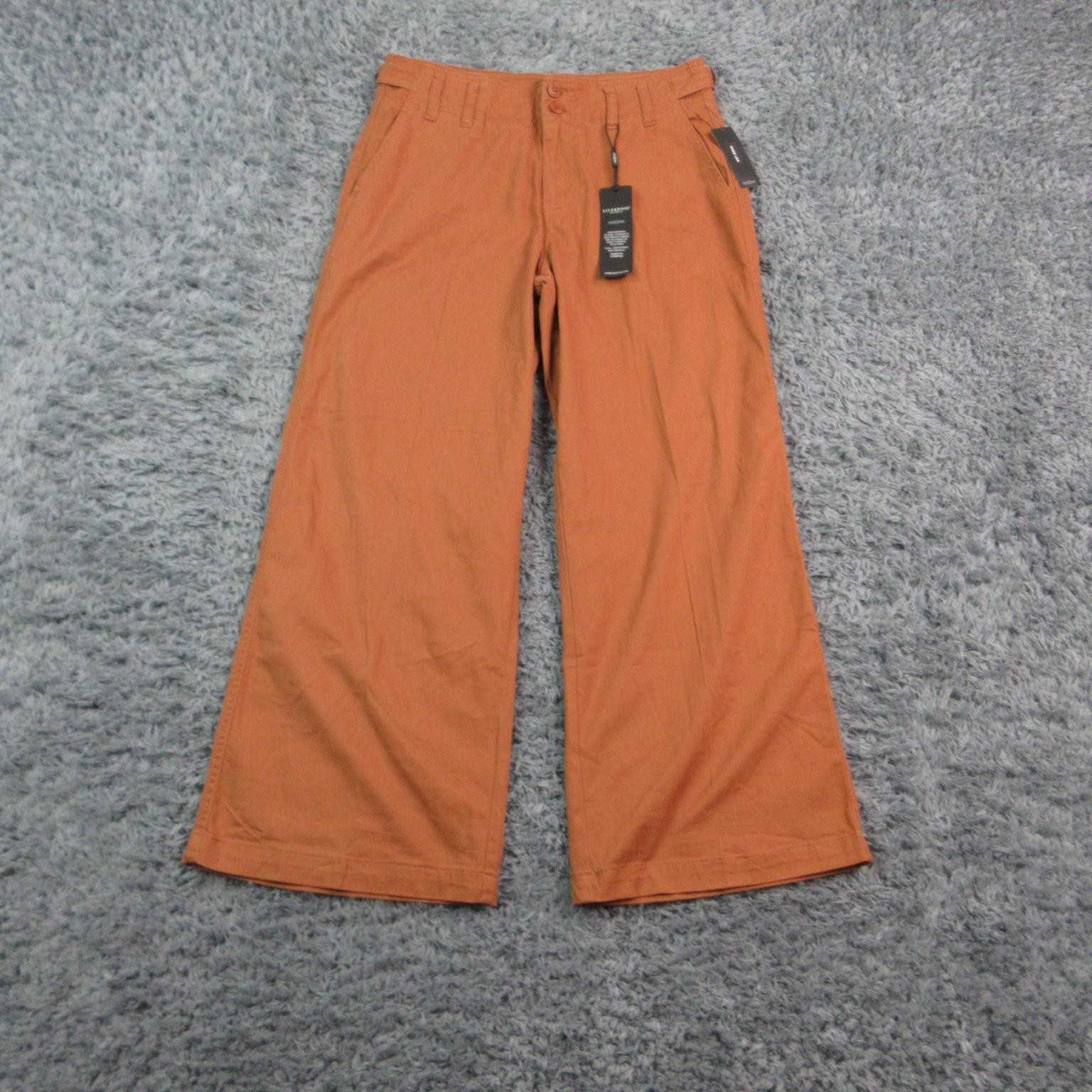 Liverpool Pants Womens 10 Orange Chino Wide Leg Relaxed Pockets 31×27.5* NWT