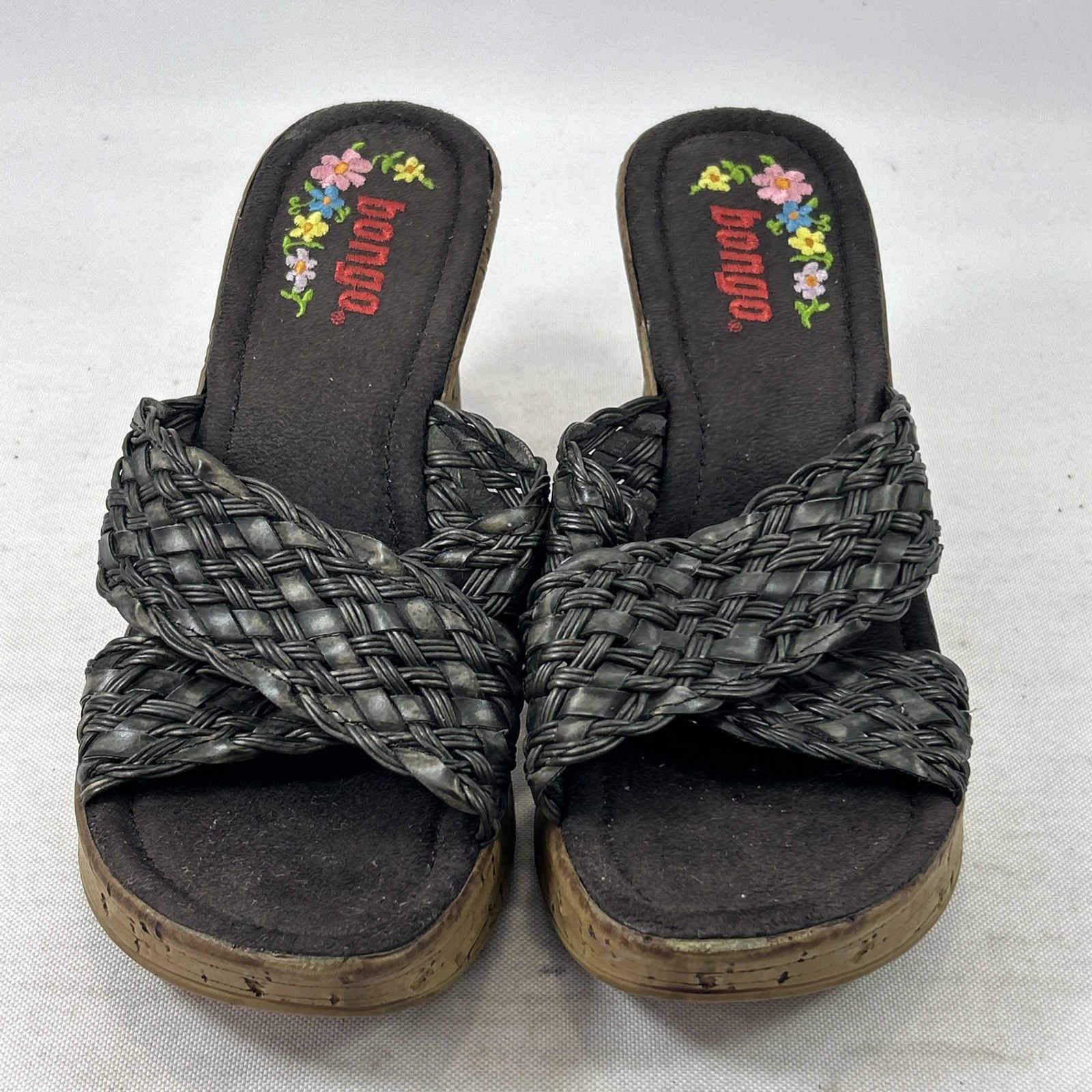 Vintage BONGO Y2K Black Chunky Platform Wedge Shoes Women’s Size 8M Strappy 90s