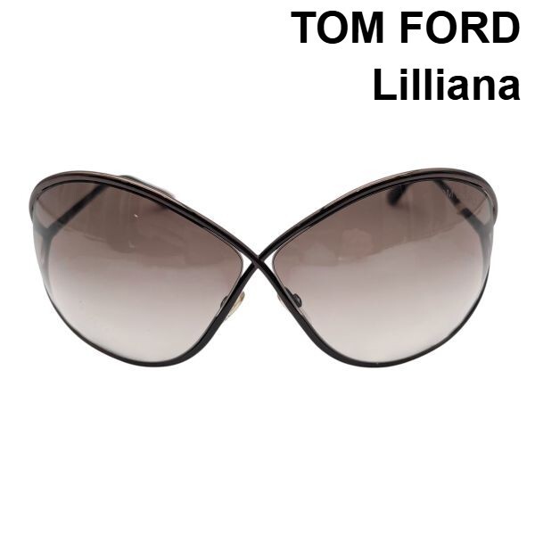 Tom Ford Lilliana TF131 Sunglasses 66mm Gradient Dark Brown Metal Used