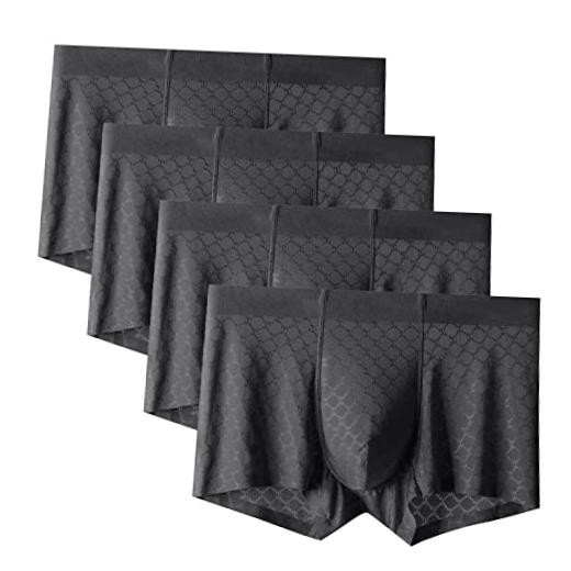 Mens Ice Silk Mesh Boxer Briefs Breathable Underwear | Cool Large 4pcs Black