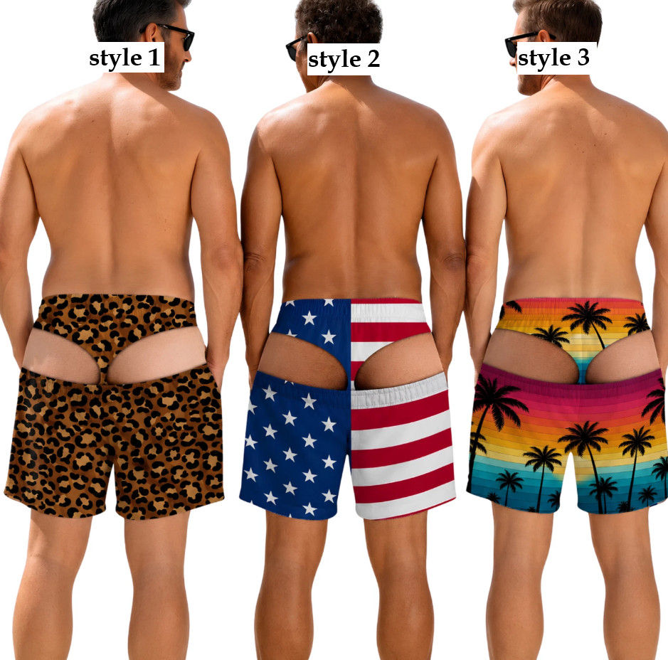 Funny Men’s Swim Trunks, Custom Fake Underwear Beach Shorts Size S-5XL