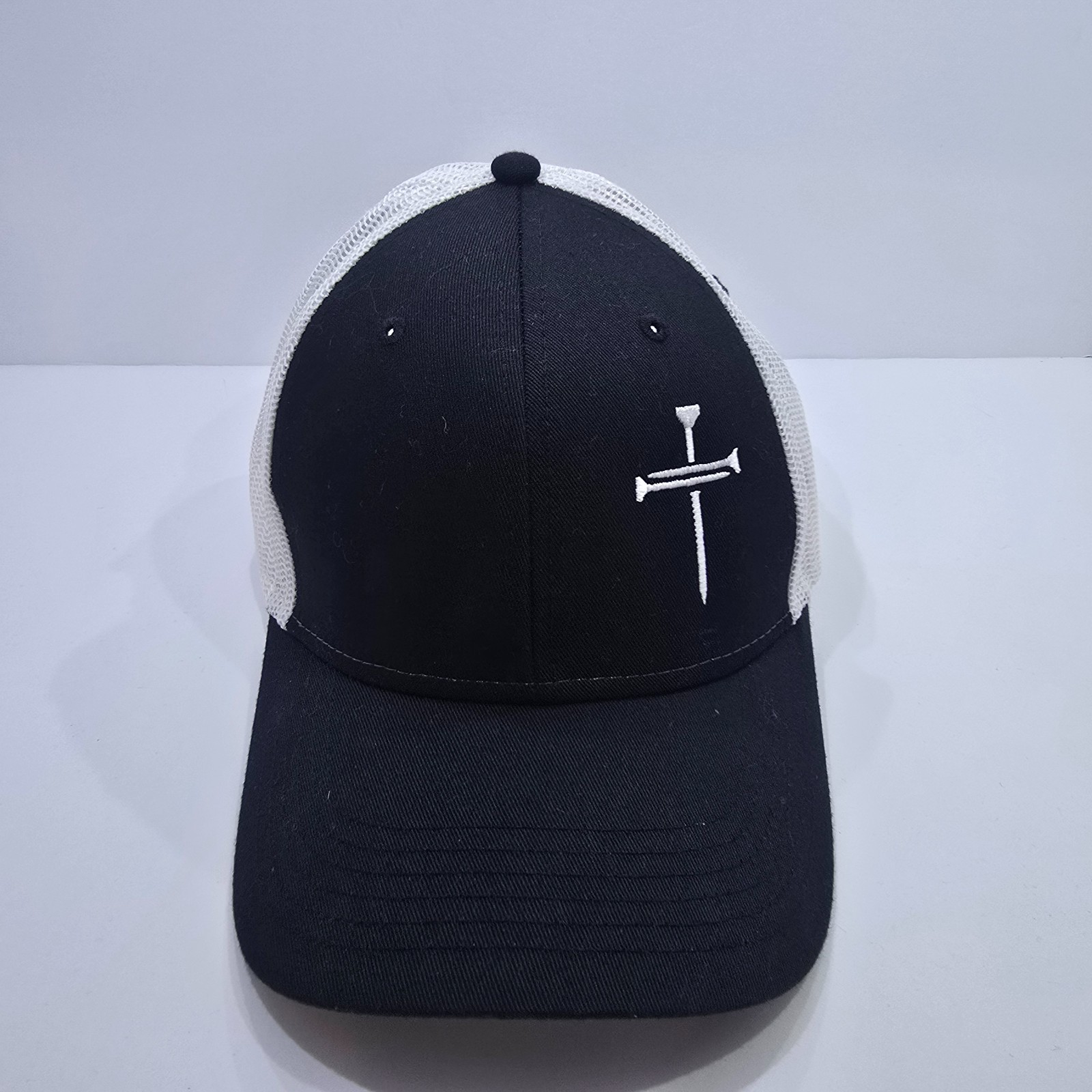 Our True God Snapback Hat Black w/ Embroidered White Cross Otto Cap