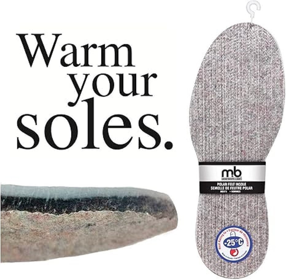 Moneysworth & Best Polar Felt Insole Temperature Control Made – Canada Men 8-13