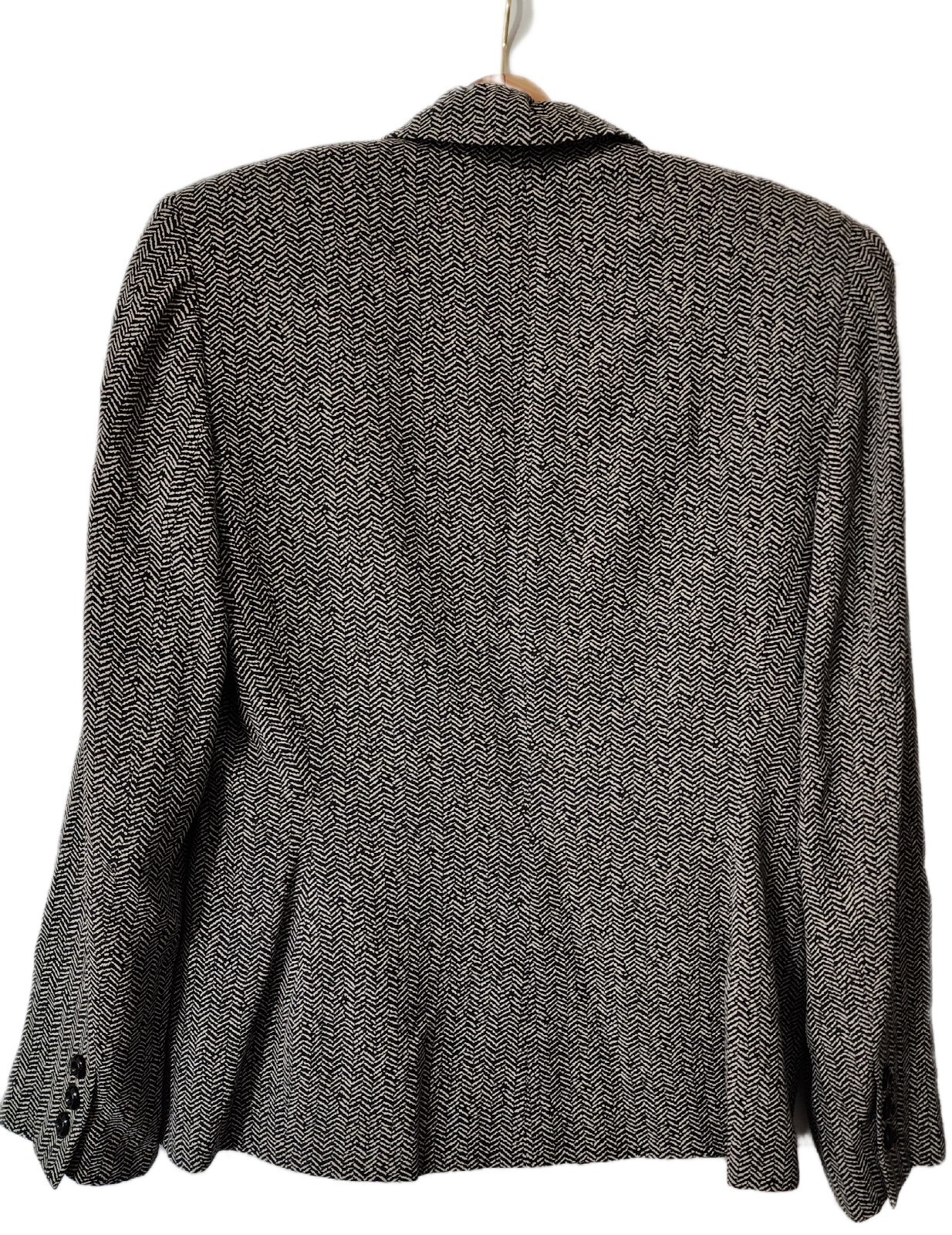 VTG Kasper for ASL Tailored Fit 5 button Jacket Black & White Herringbone Sz 8
