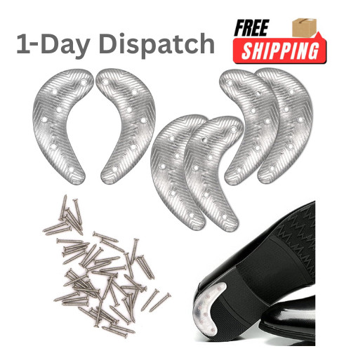 DUTWROY 3 Pairs Metal Heel Plates Half Moon with Screw Nails for Shoes