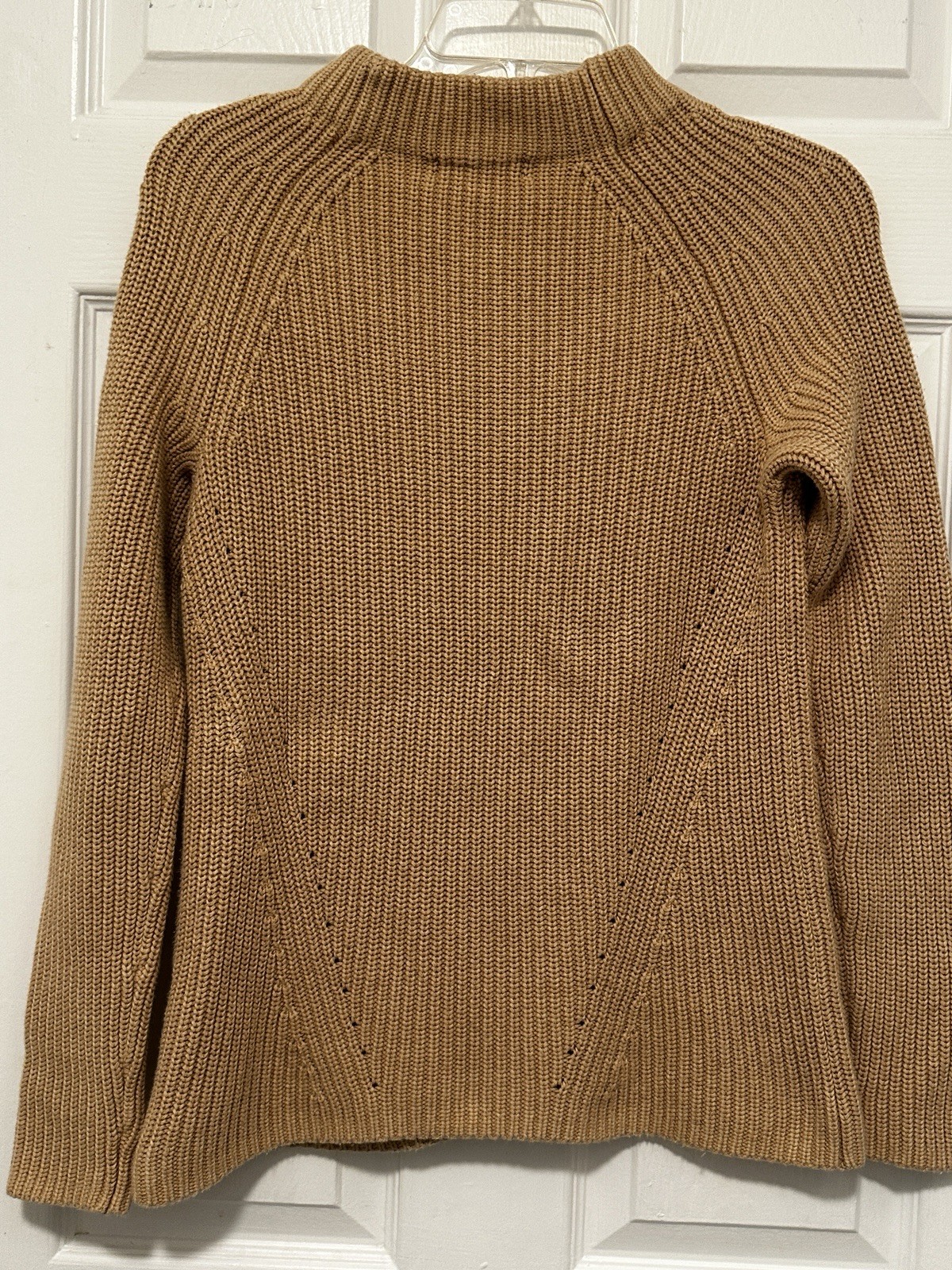 Lands End Knit 100% Cotton Baumwolle European Sweater Crew XS 2-4 Tan Caramel