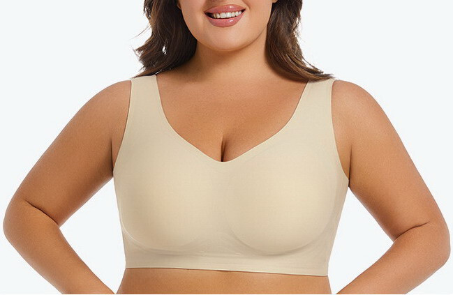 Women Bras Full Coverage Wireless Thin Seamless Solid Plus size Underwear 26191