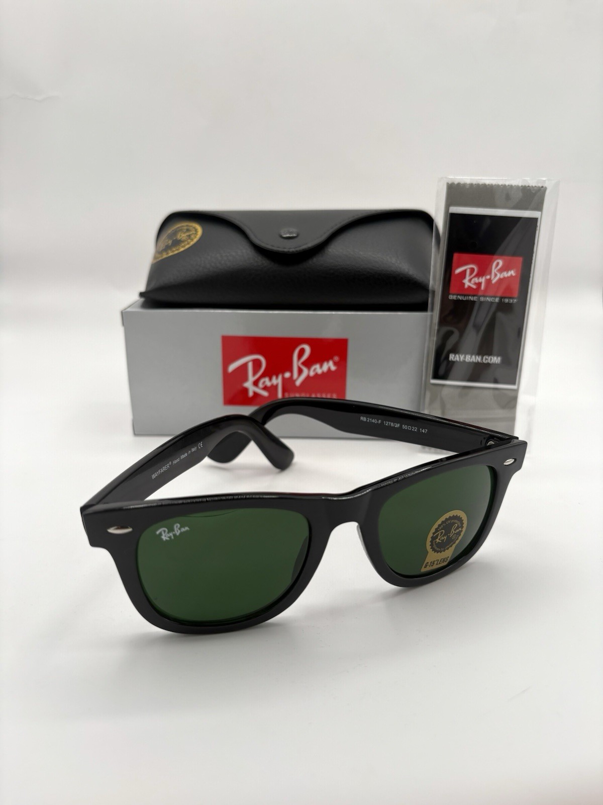 Ray-Ban RB2140 Wayfarer Classic Sunglasses Sunglass Black Frame Gray Lens 50mm