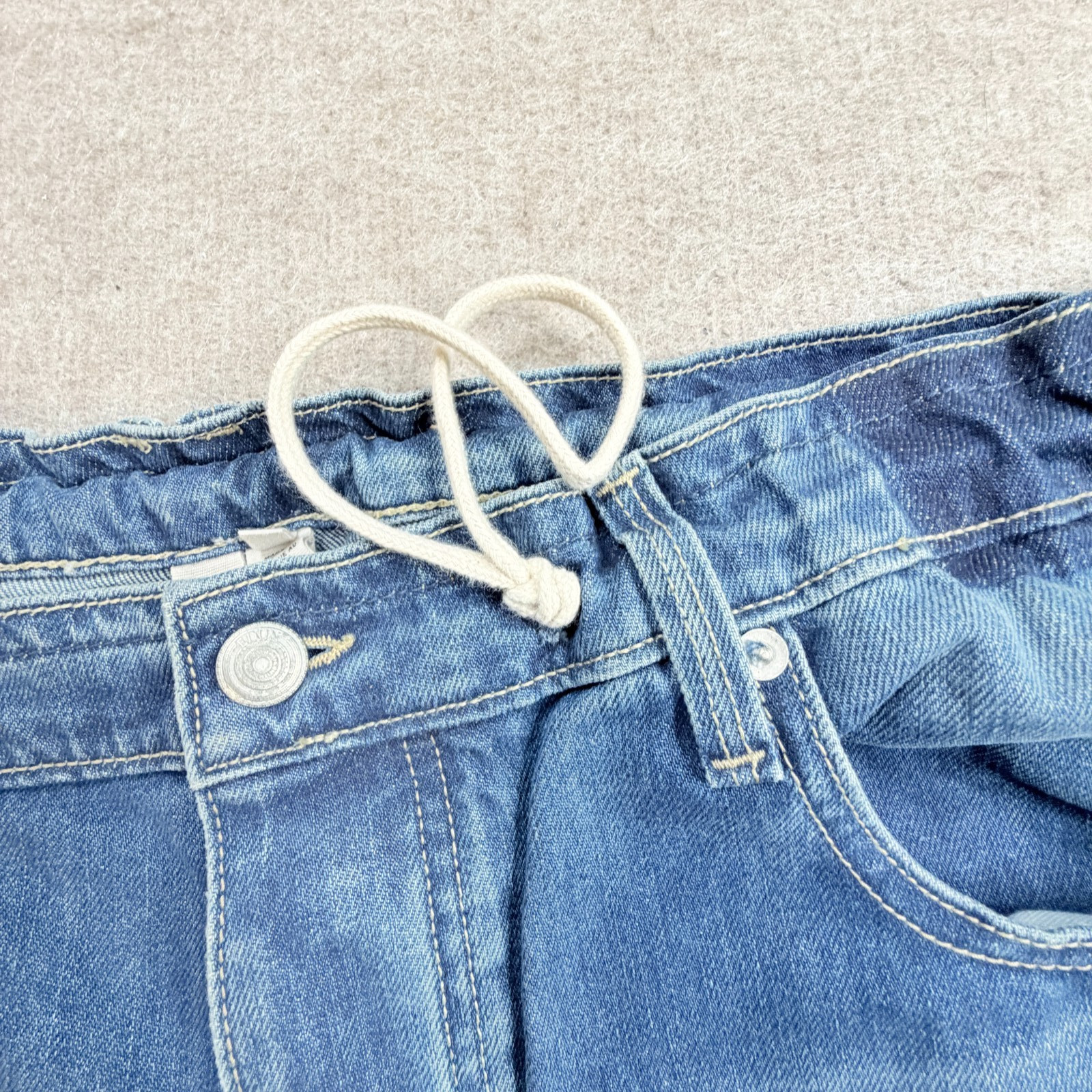 Edun Mens Jeans 34 x 29 Blue Button Fly Straight Waist Drawstring