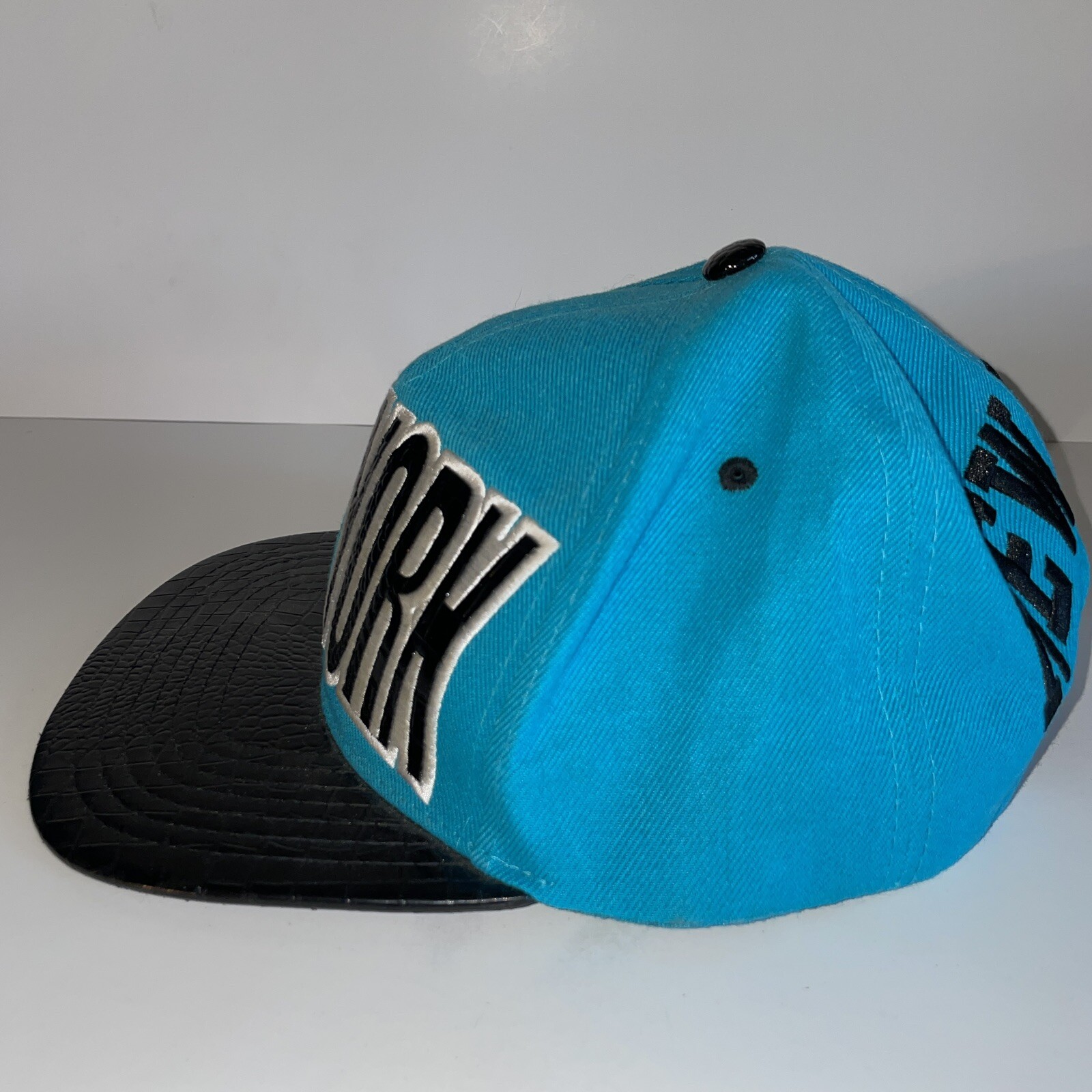 New York Blue Hat Embroidered Muka Headwear Snapback Cap Spellout Flat Brim
