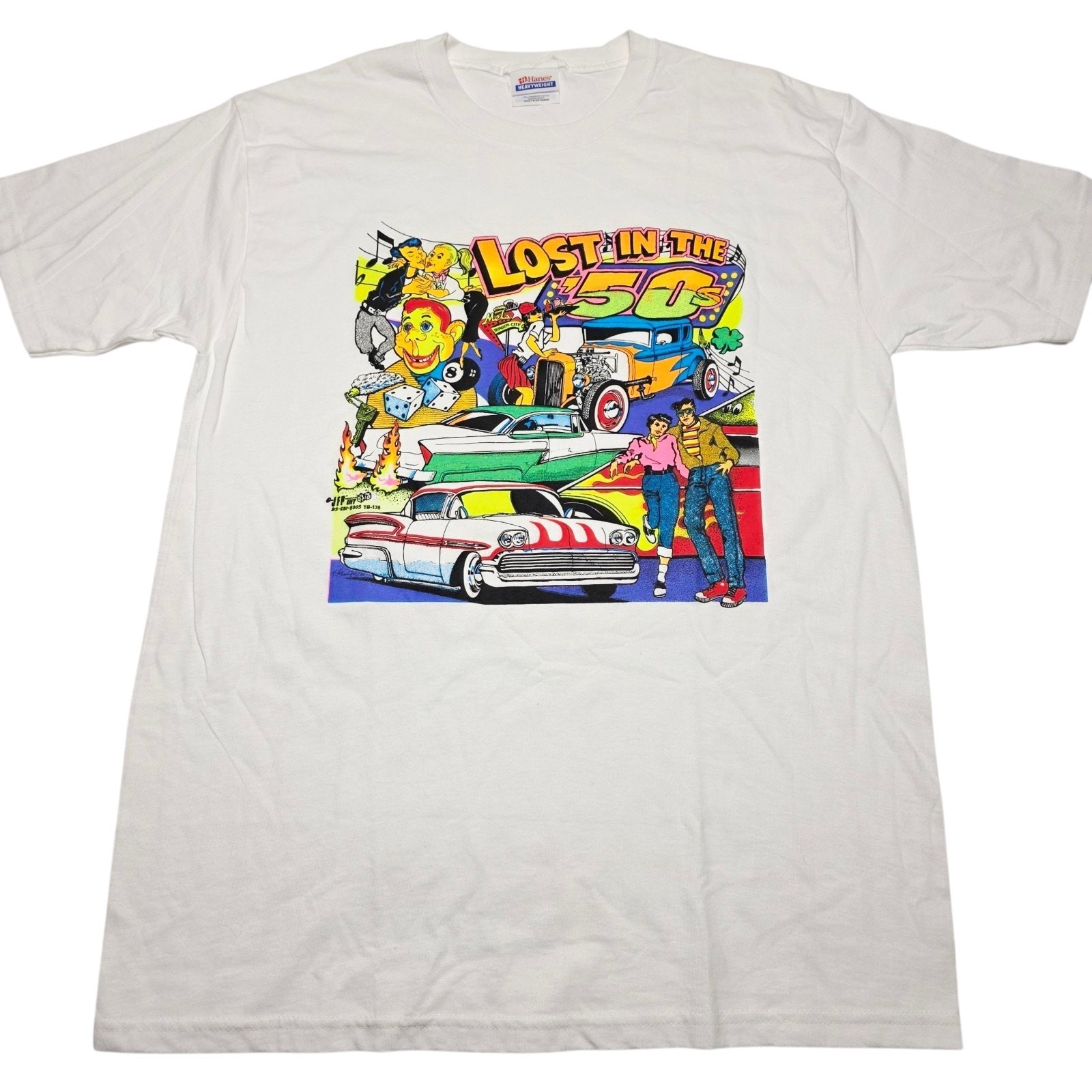 Vintage Lost in the 50’s Graphic T-Shirt 90s Classic Cars Men’s Medium Y2k