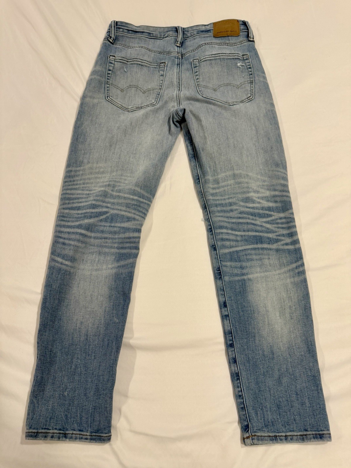 American Eagle Airflex+ Mens Jeans 29×30 Athletic Fit Blue Denim Distressed