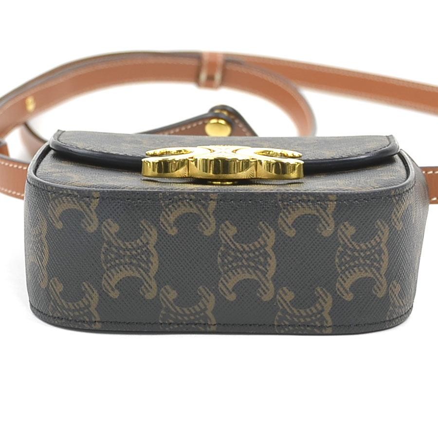 CELINE Bag: Triomphe Mini Claude Brown W11H10D4cm w/dust bag;