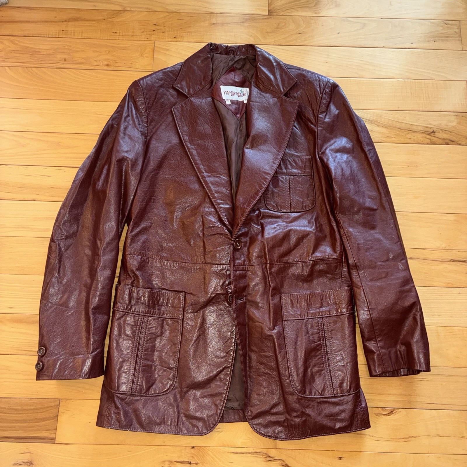 Vintage 1970’s McGregor Sportwear Men’s Leather Jacket 40 Long Mahogany Leisure