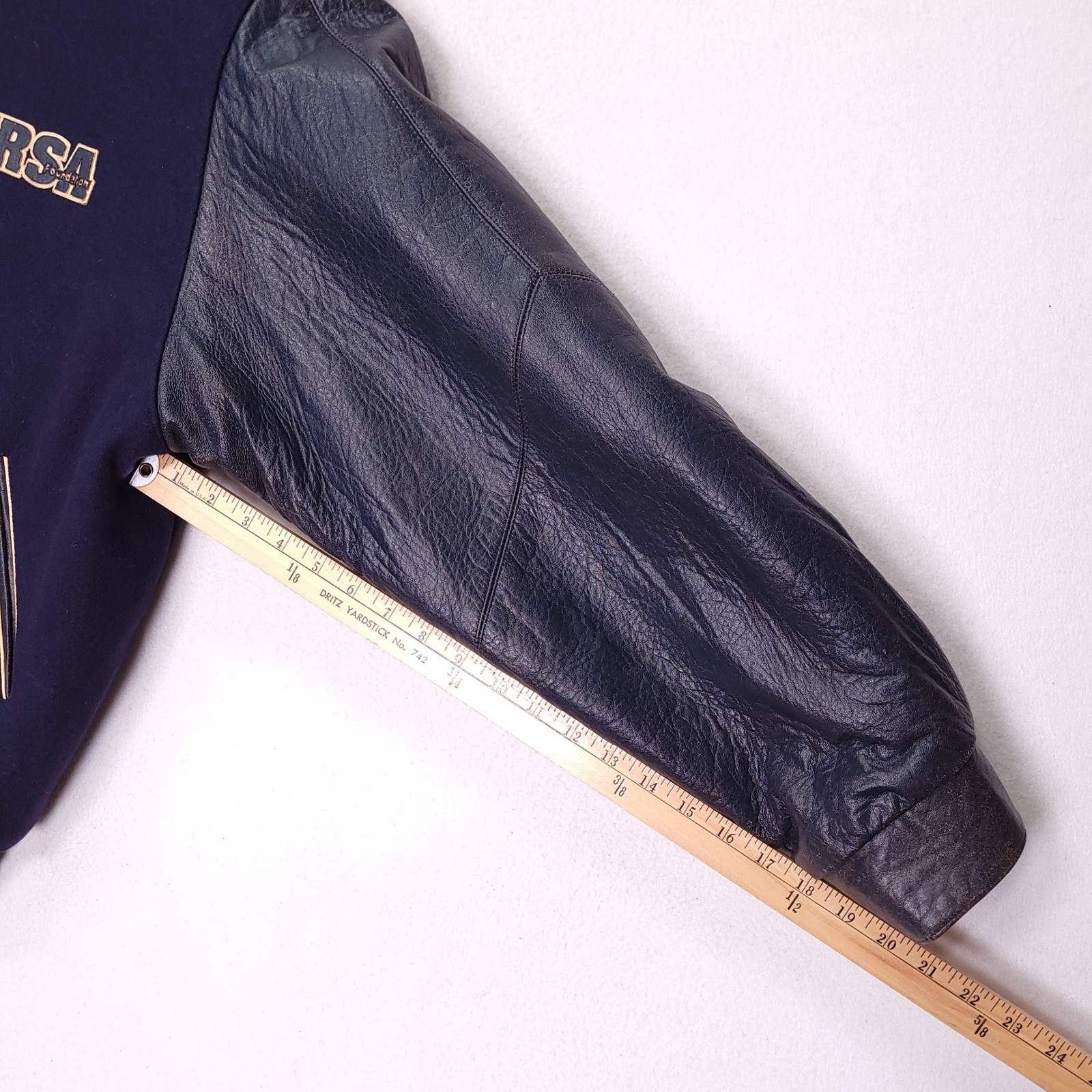 Jeff Hamilton Varsity Jacket Navy Wool Leather Sleeves Mens XL Premier Edition
