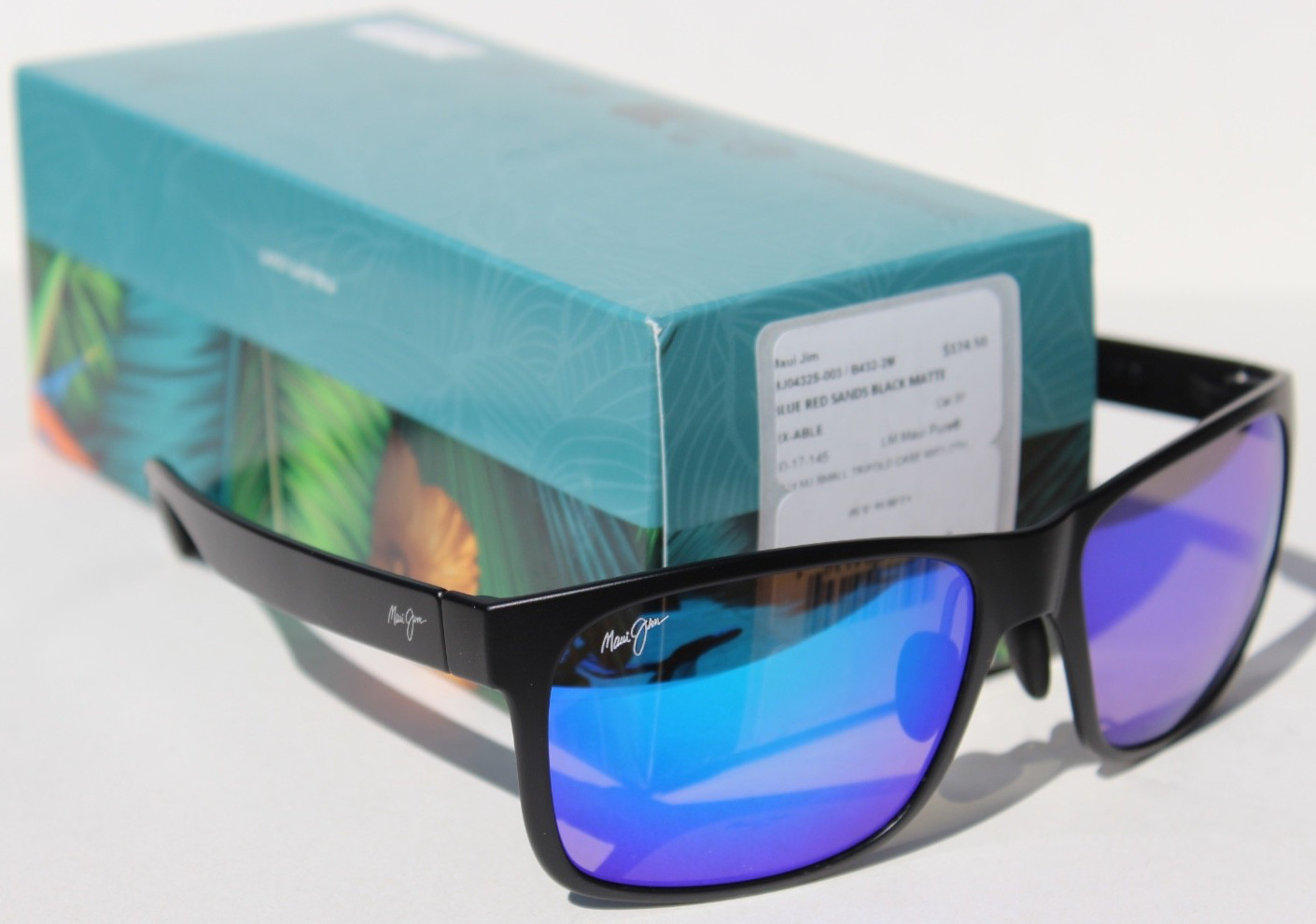 MAUI JIM Red Sands POLARIZED Sunglasses B432-2M Matte Black/Blue Hawaii NEW