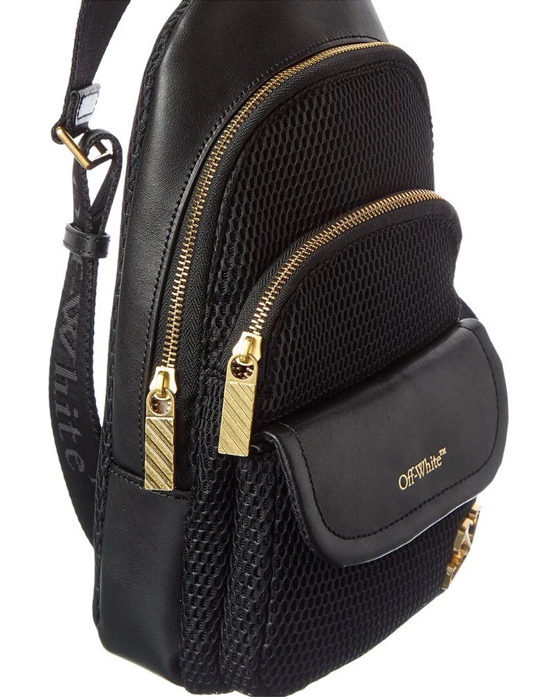Off-White Sling Backpack Black Mesh and Leather