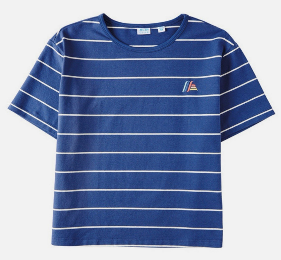 ALDI GEAR Womens T Shirt Top Blue Striped Medium – NWT