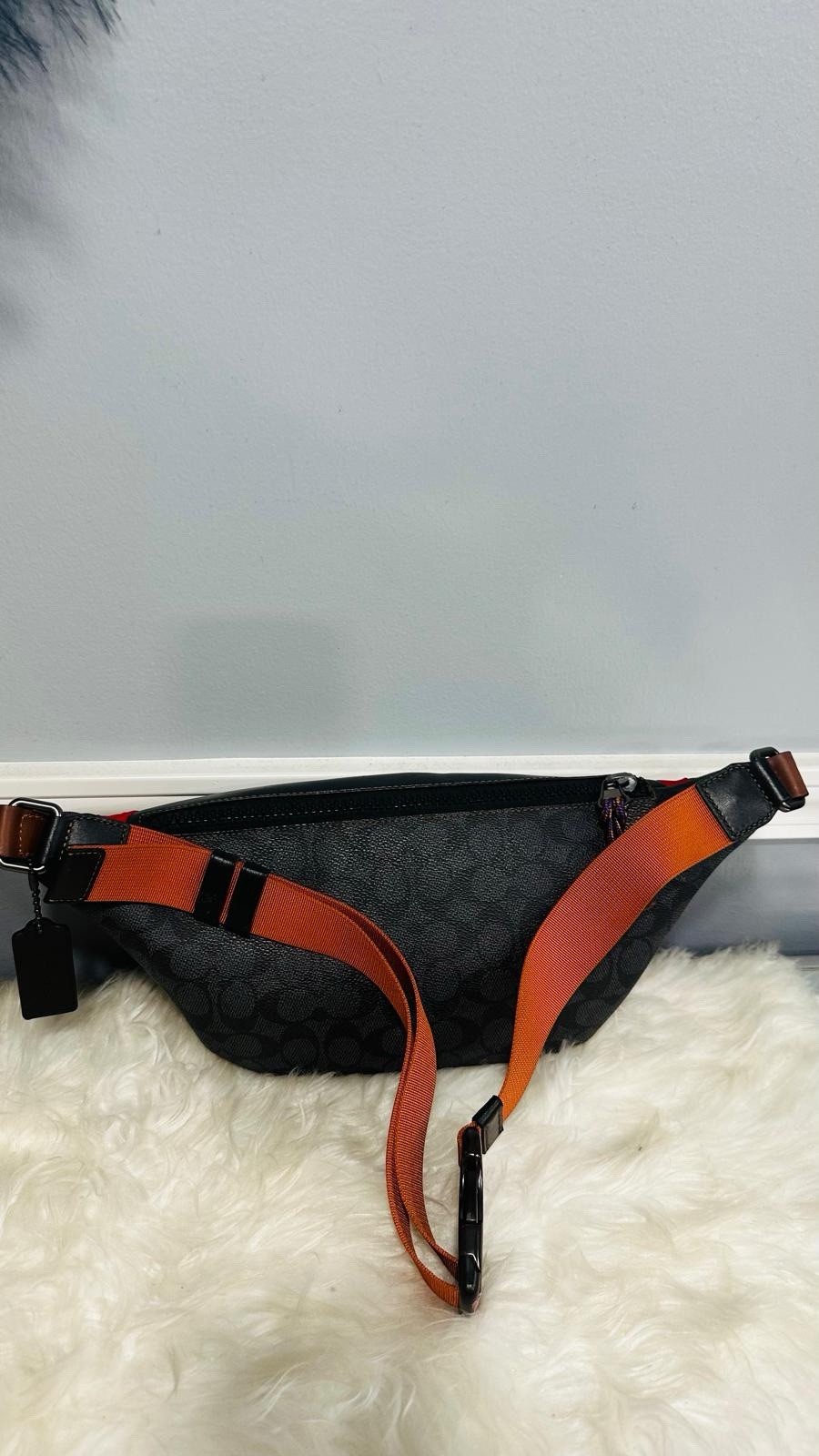 Coach Logo Belt Bag Fanny Pack Red/Black Zip w/ Adjustable Strap