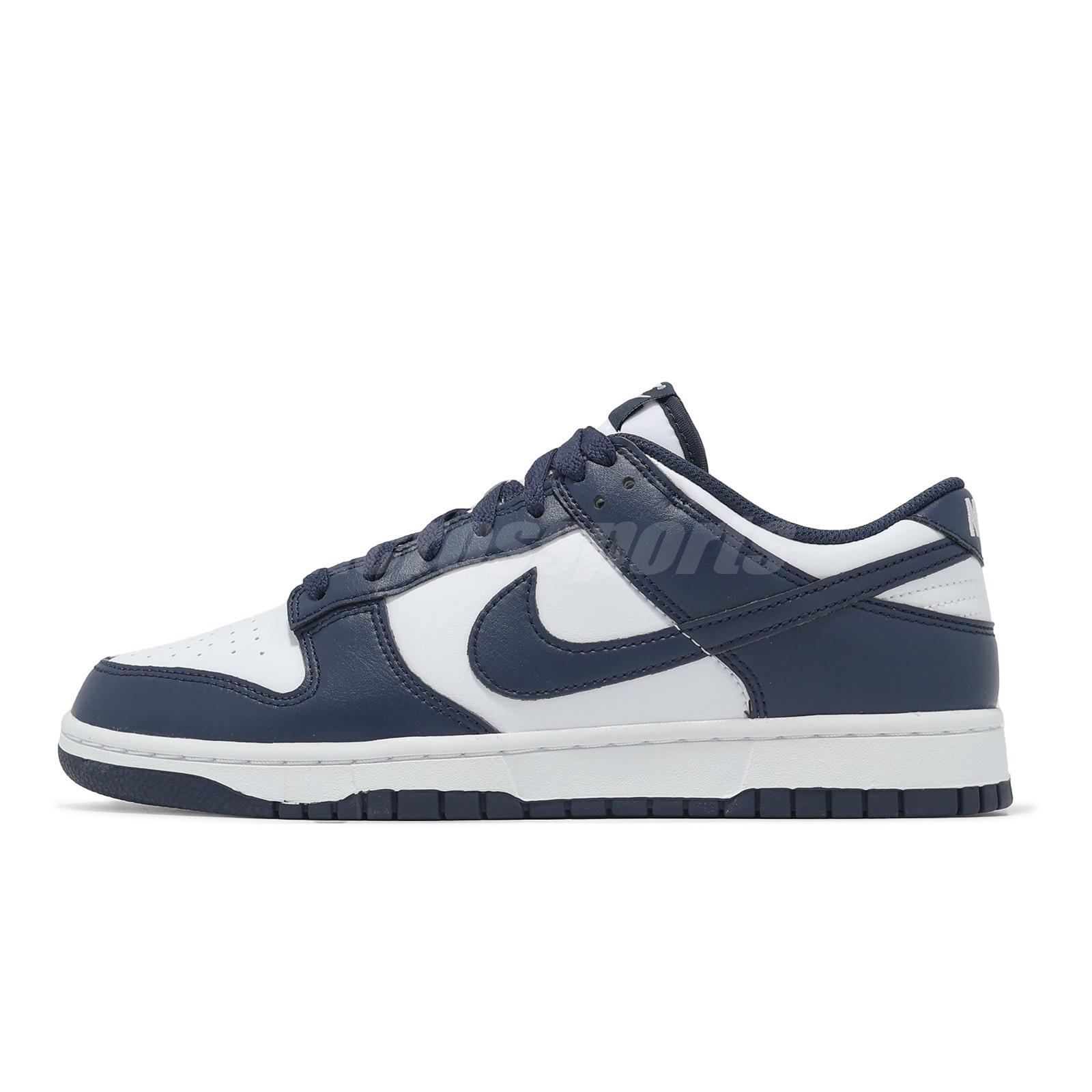 Nike Dunk Low White Midnight Navy Men Casual Lifestyle Shoes Sneakers HF5441-107