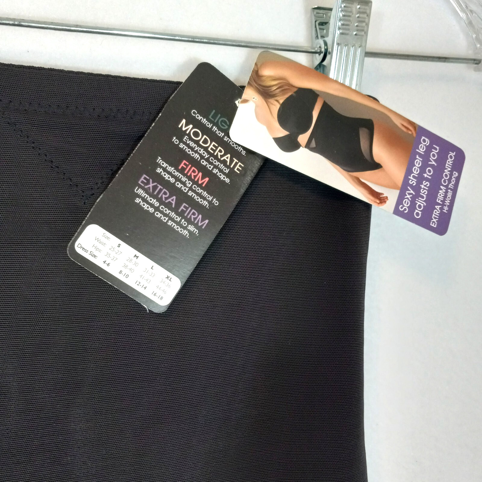 TC Fine Intimates Hi-Waist Thong Shapewear Medium Black Sheer NEW