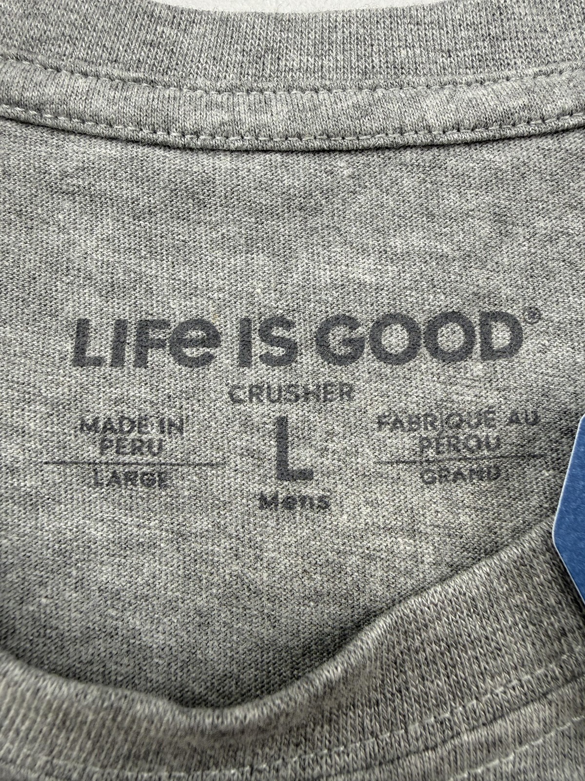 Life Is Good Shirt Mens Large Gray Dog Snack Watching You Graphic Tee Funny