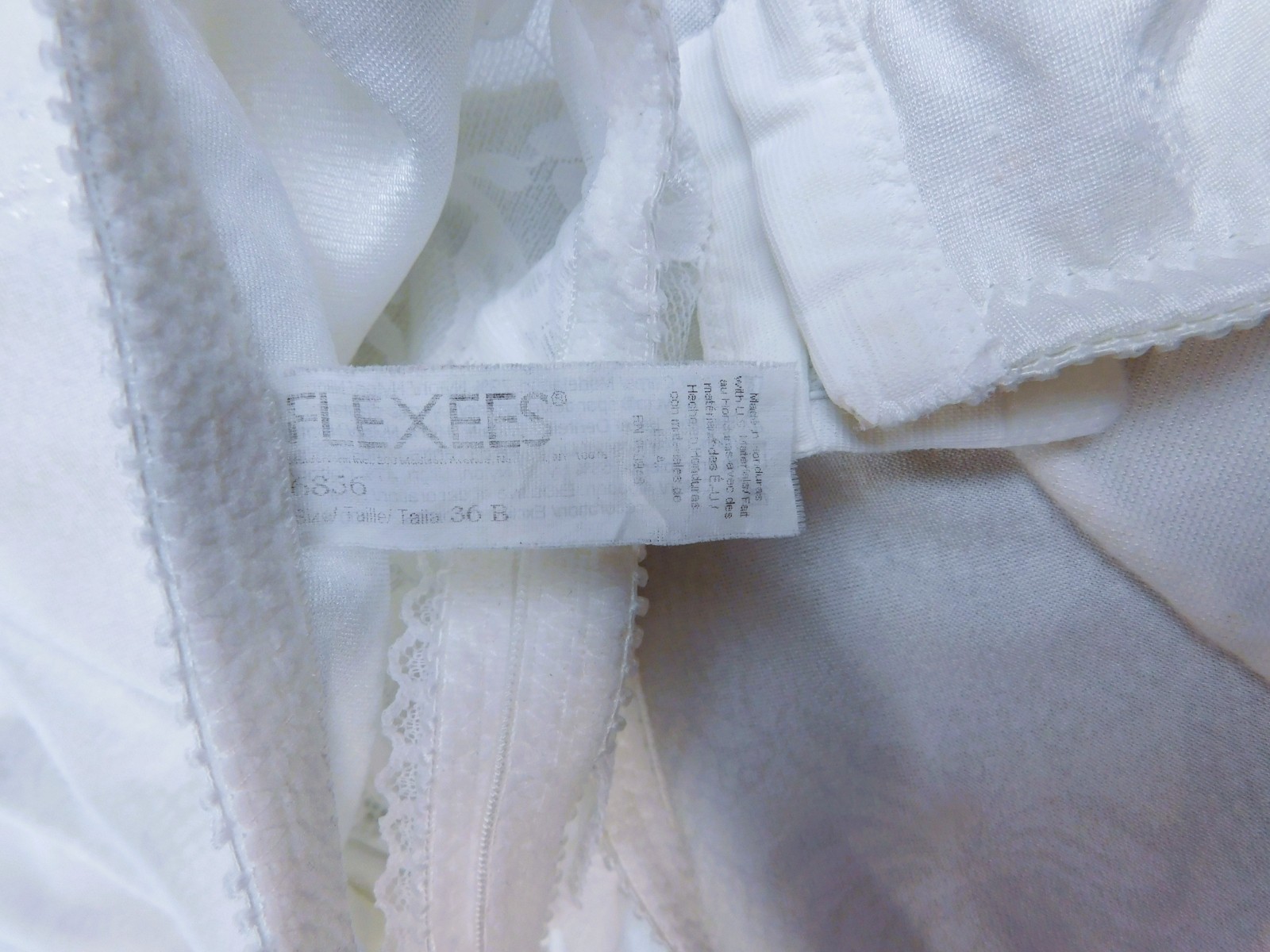 Vintage Flexxees 36B All in One White Satin Girdle Bodysuit Wire Cups-Style 685